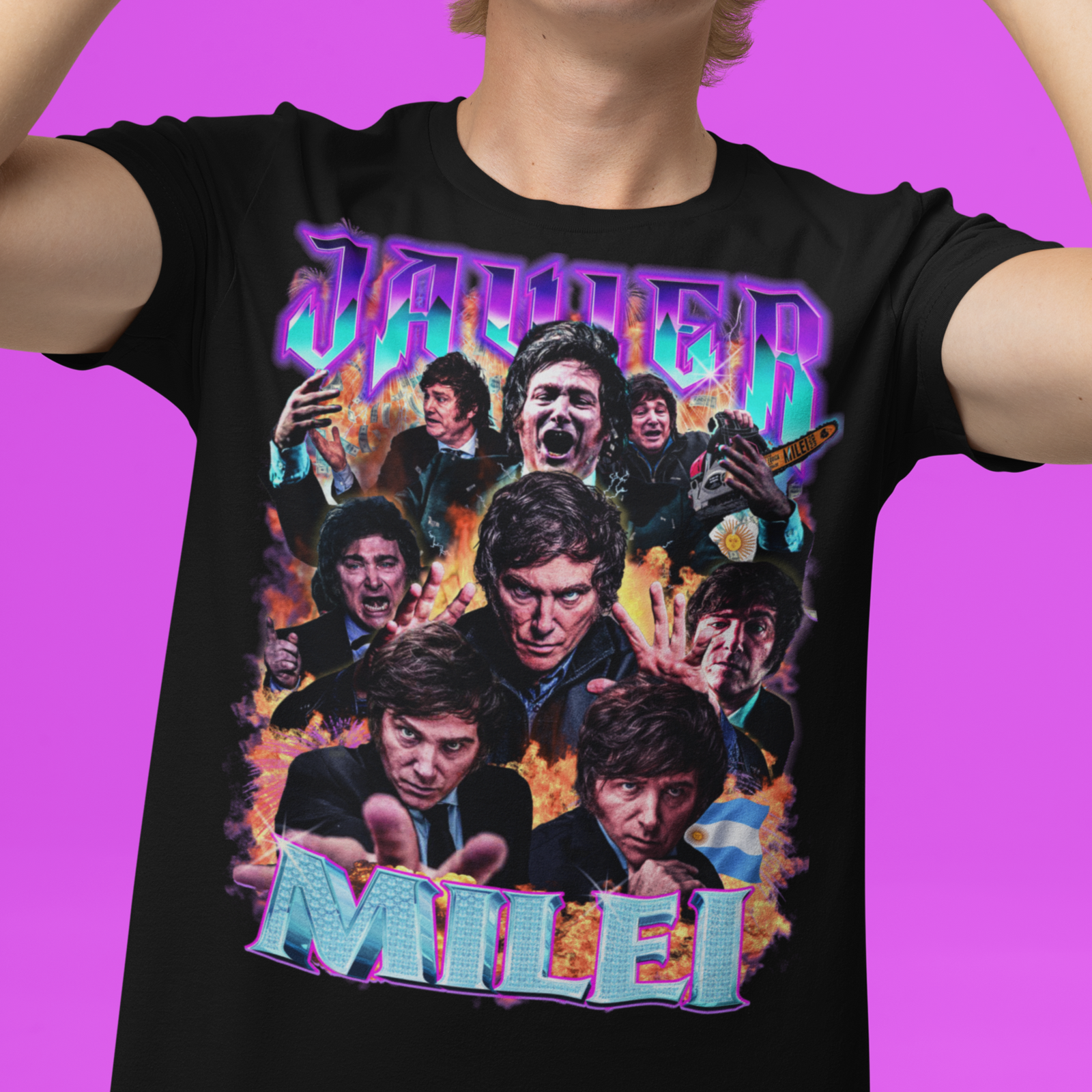 Javier Milei 90s Bootleg Graphic T-Shirt