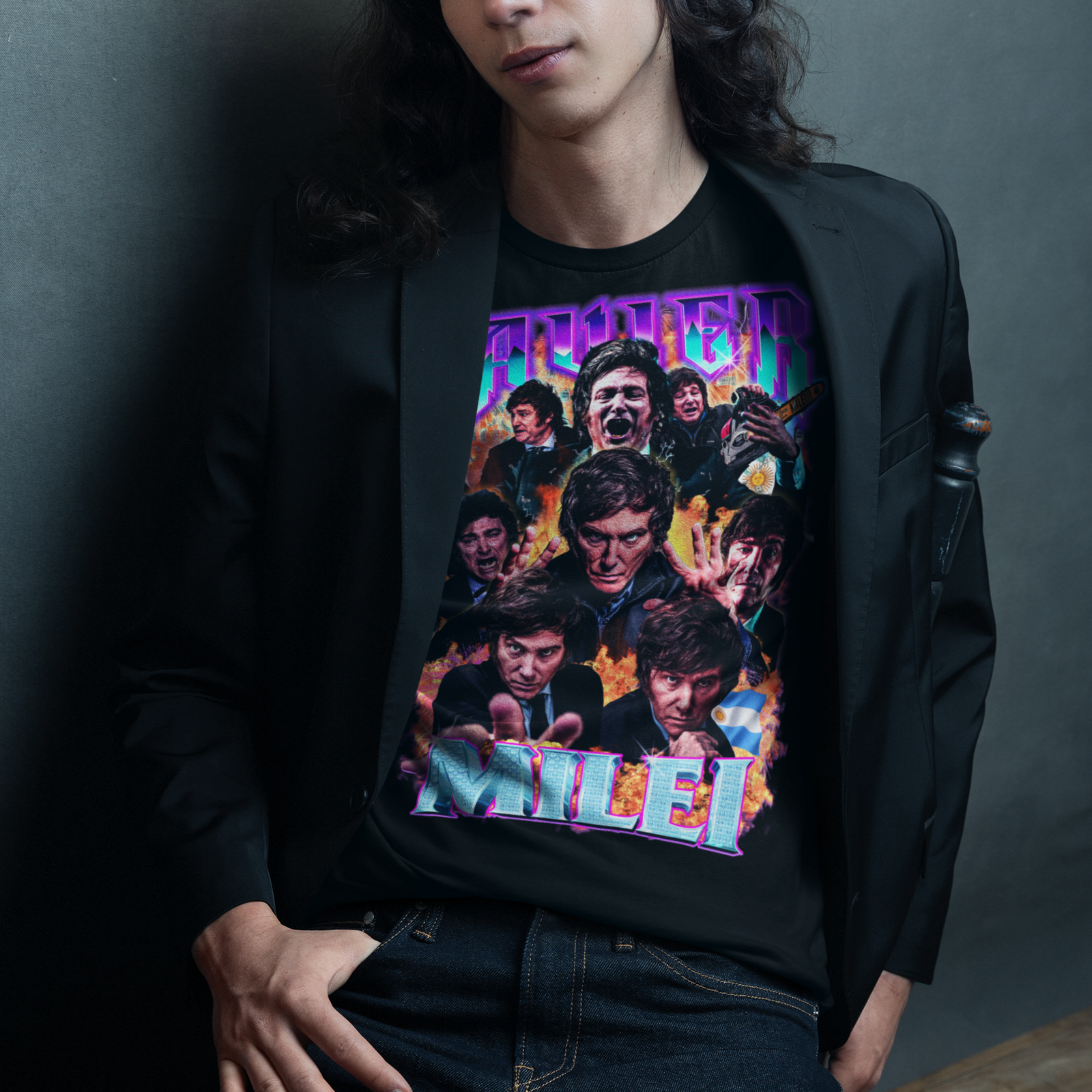 Javier Milei 90s Bootleg Graphic T-Shirt