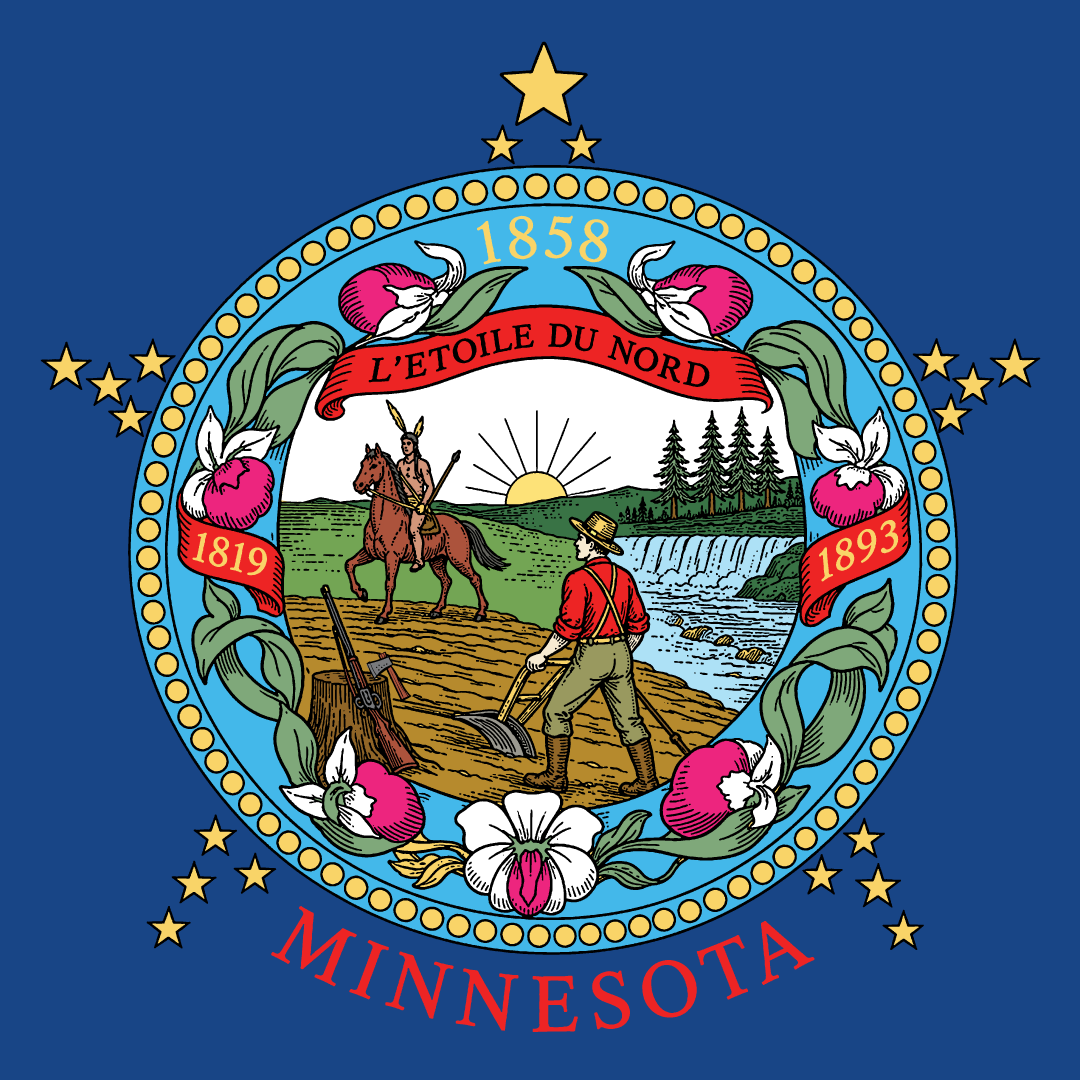 State seal of Minnesota on a blue background