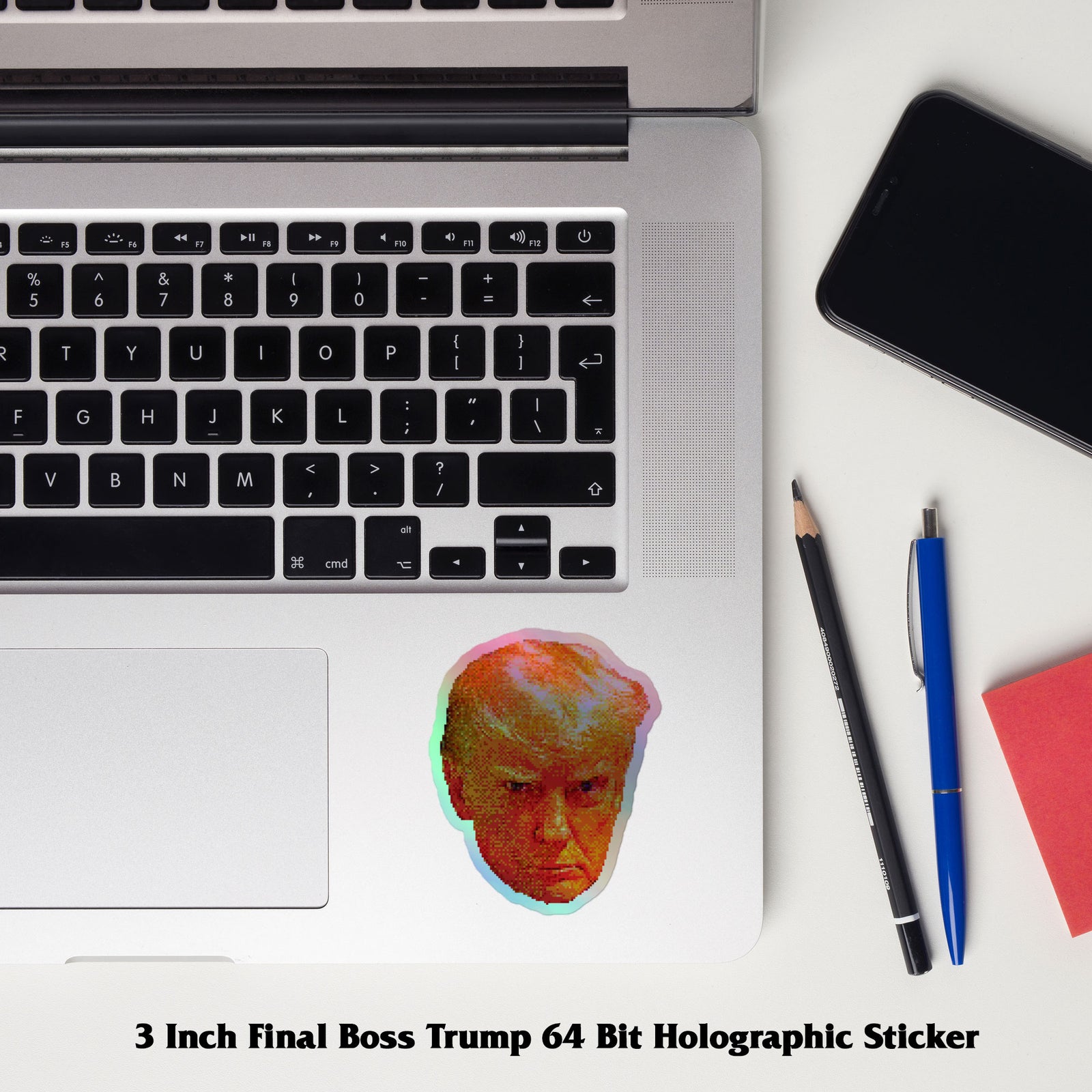 Trump Mugshot Final Boss 64 Bit Holographic Stickers