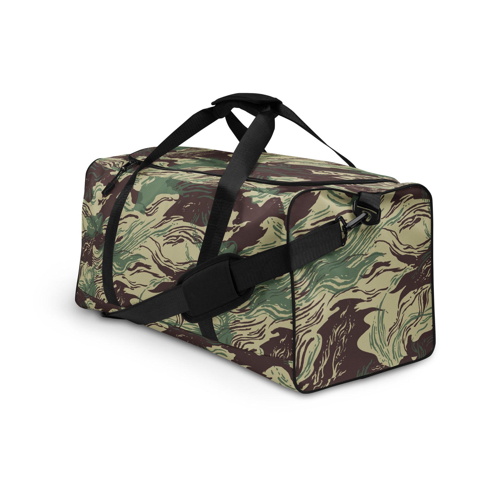 Rhodesian Brushstroke Camouflage Duffle Bag left front view with dual padded handles