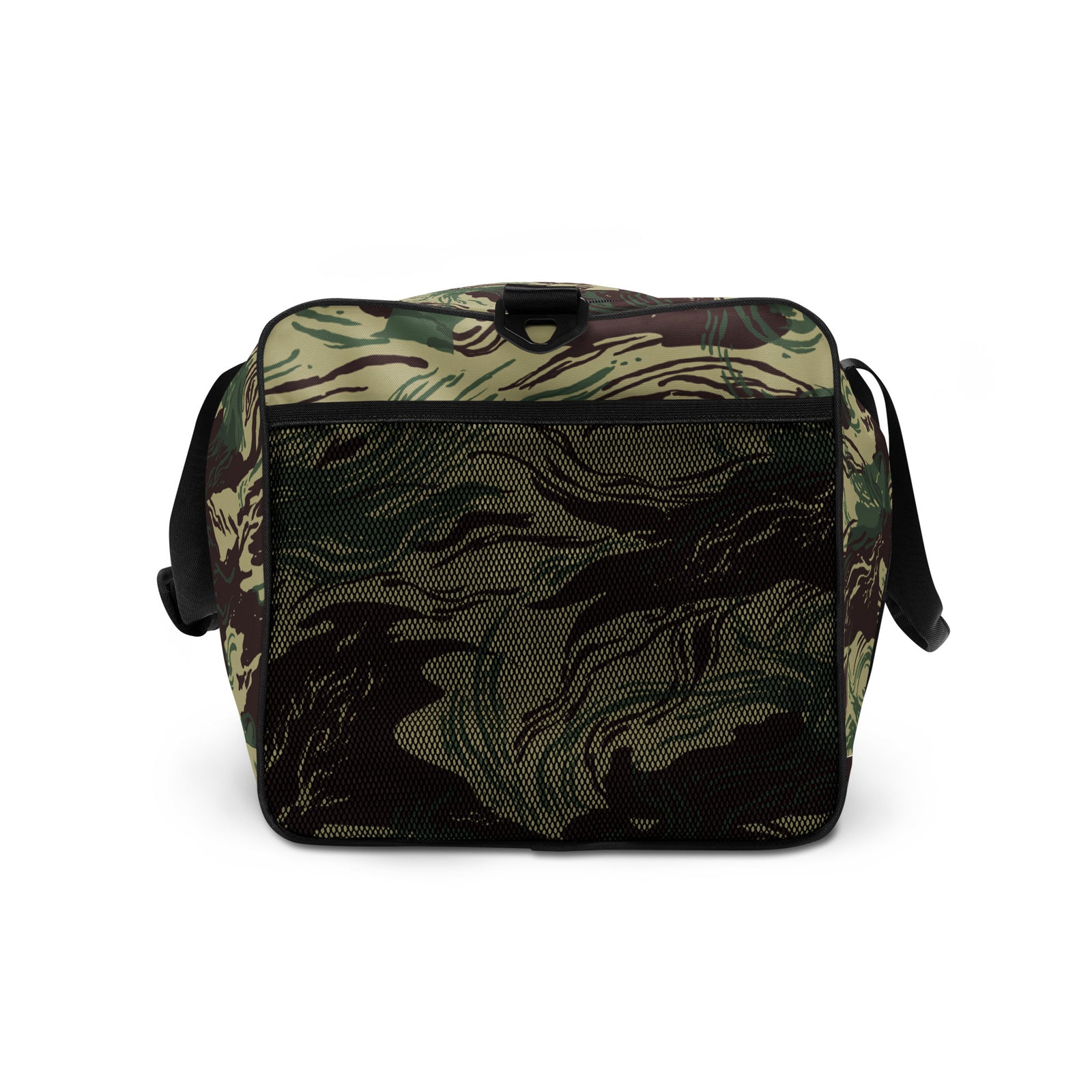 Rhodesian Brushstroke Camouflage Duffle Bag right side view showing side pocket and camo print