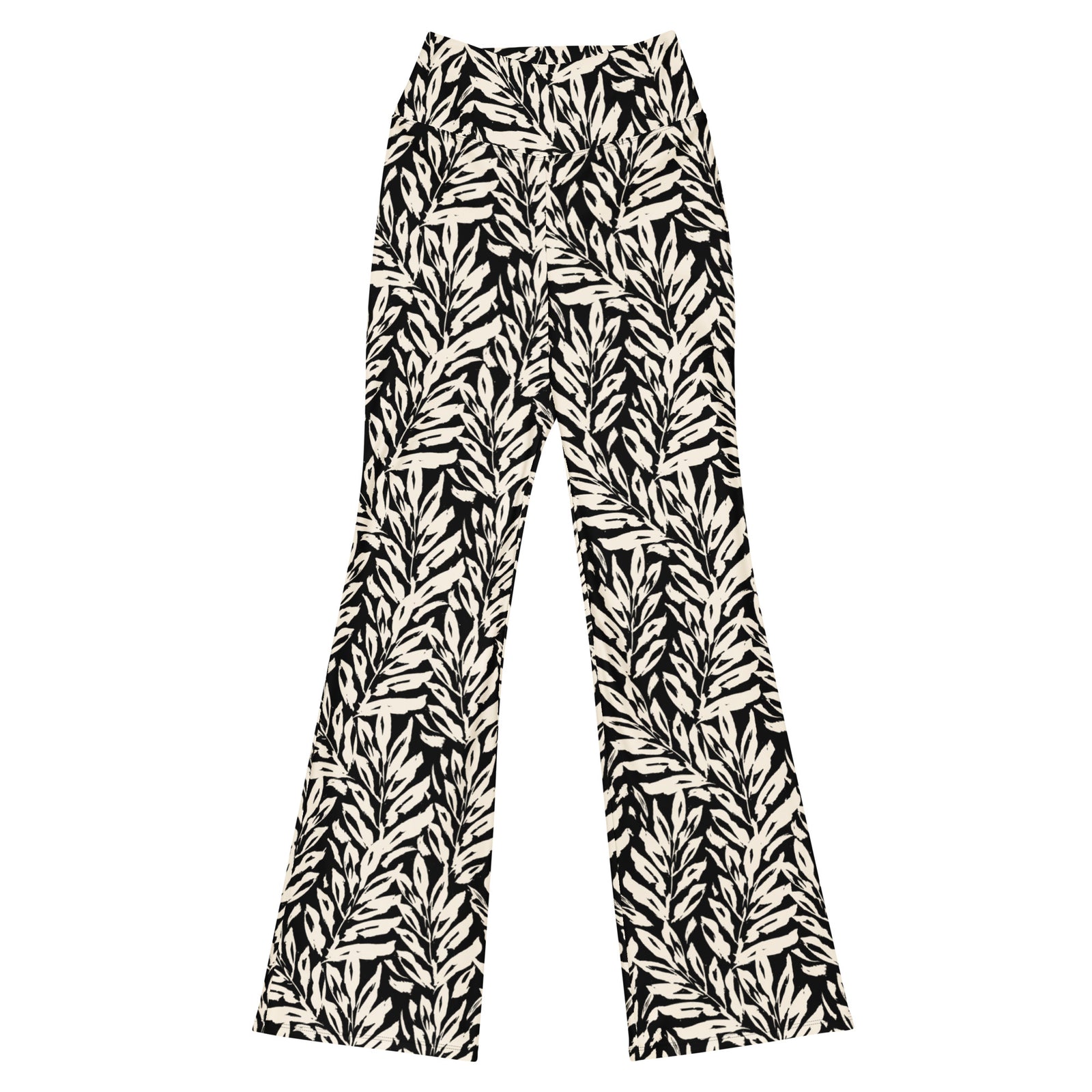 Khaki Leaf Kickers High-Waisted Butt-Lifting Flared Leggings