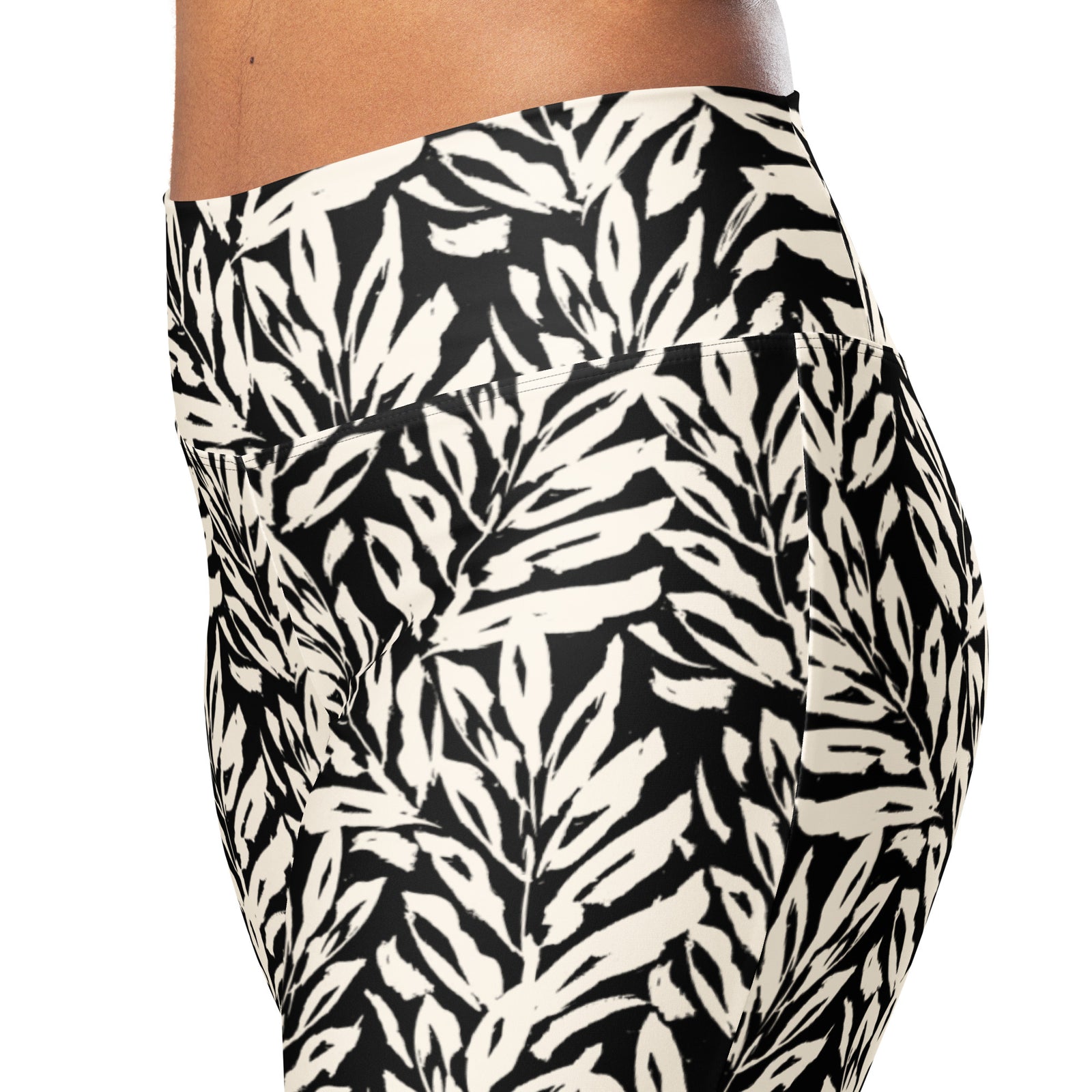 Khaki Leaf Kickers High-Waisted Butt-Lifting Flared Leggings