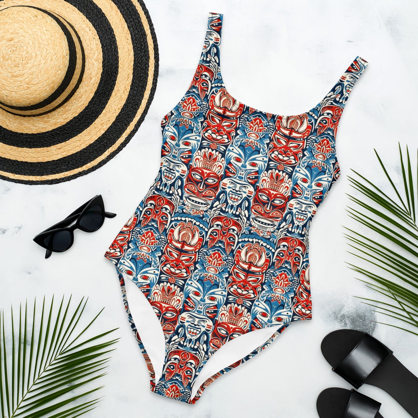 Freaky Deaky Tiki Hawaiian One-Piece Swimsuit