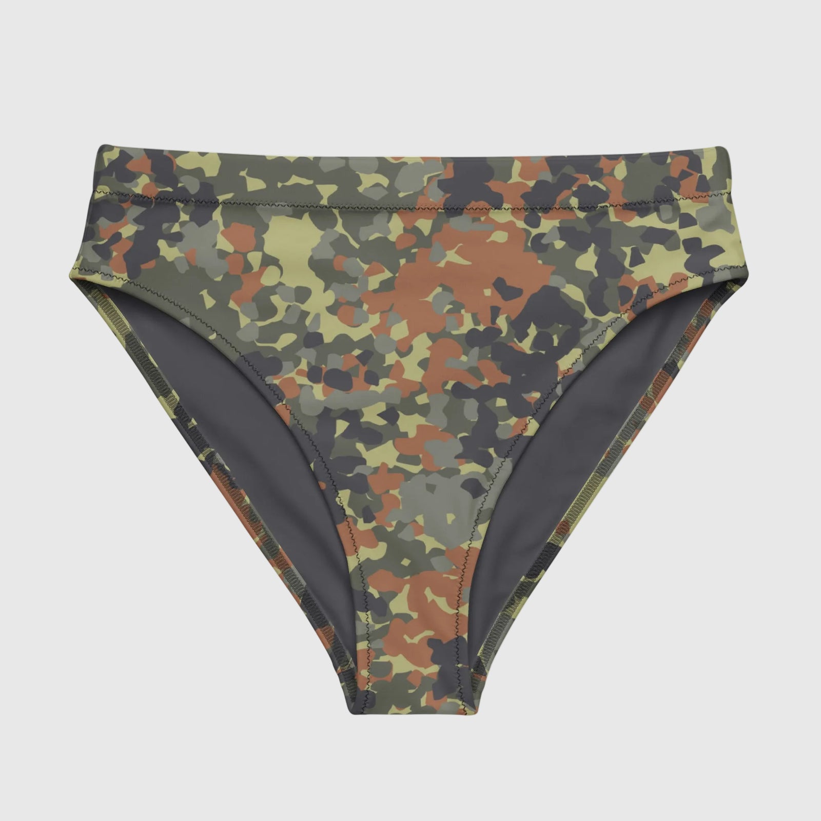 Camouflage-patterned underwear on a white background