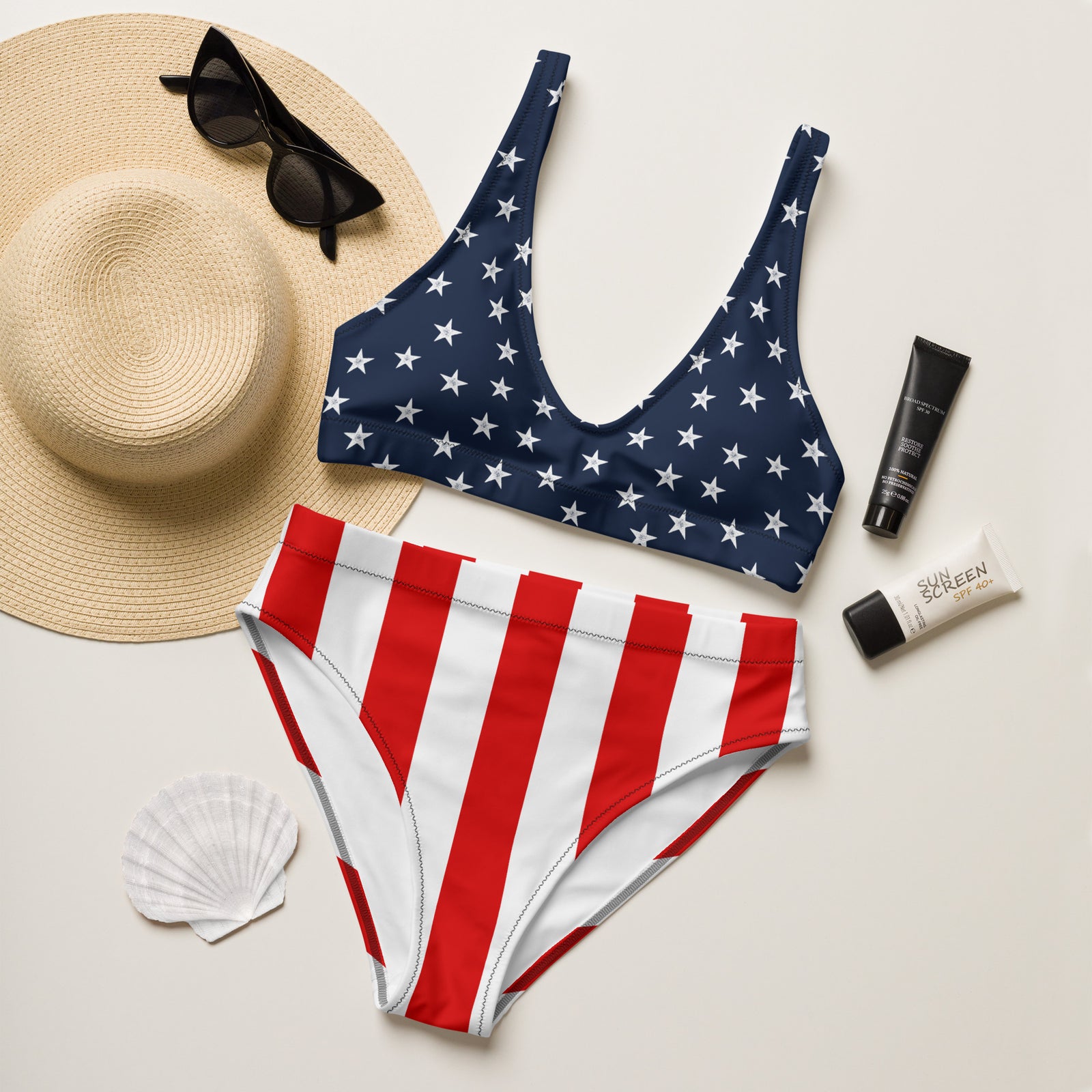 Lady Liberty High-Waisted Two-Piece Swimsuit