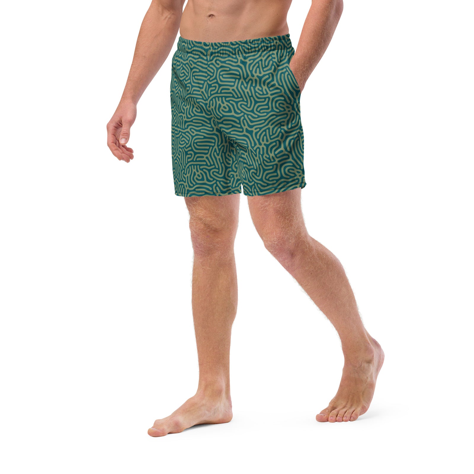 Maze Coral Cerulean Men's swim trunks