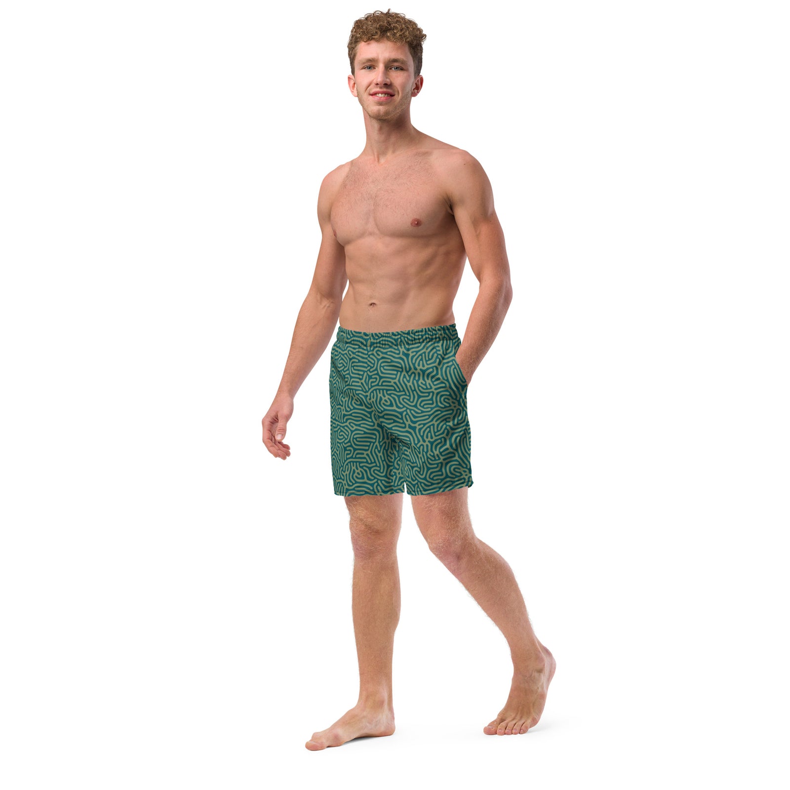 Maze Coral Cerulean Men's swim trunks