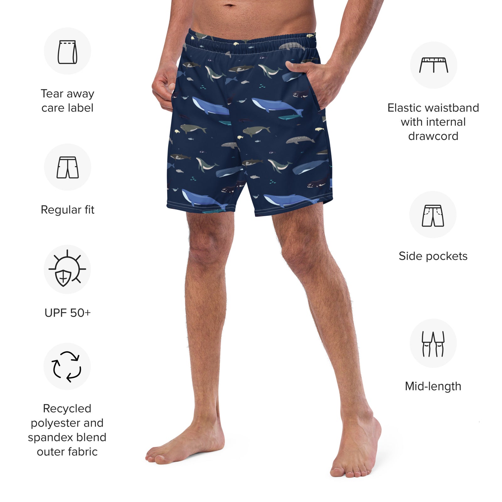 Whales Men's Swim Trunks