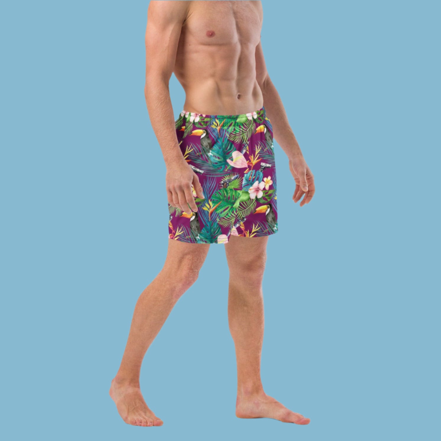 Hibiscus Bang Bang Sunset Hawaiian Men's Swim Trunks