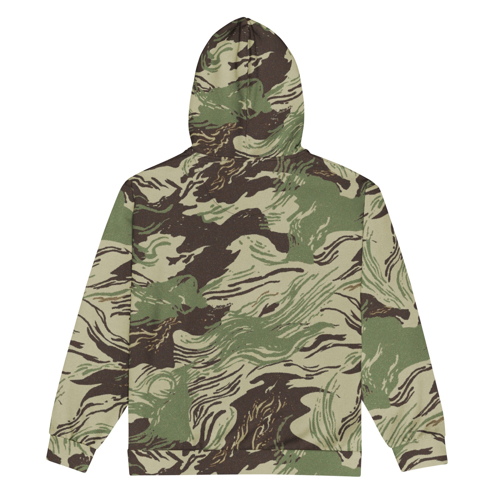 Rhodesian Brushstroke camouflage zip hoodie, full back view