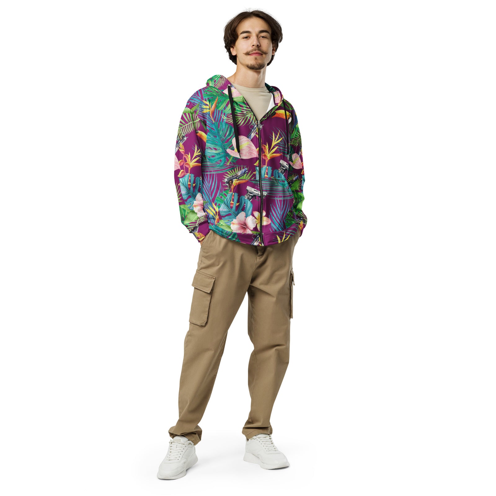 Hibiscus Bang Bang Hawaiian Zip Hoodie