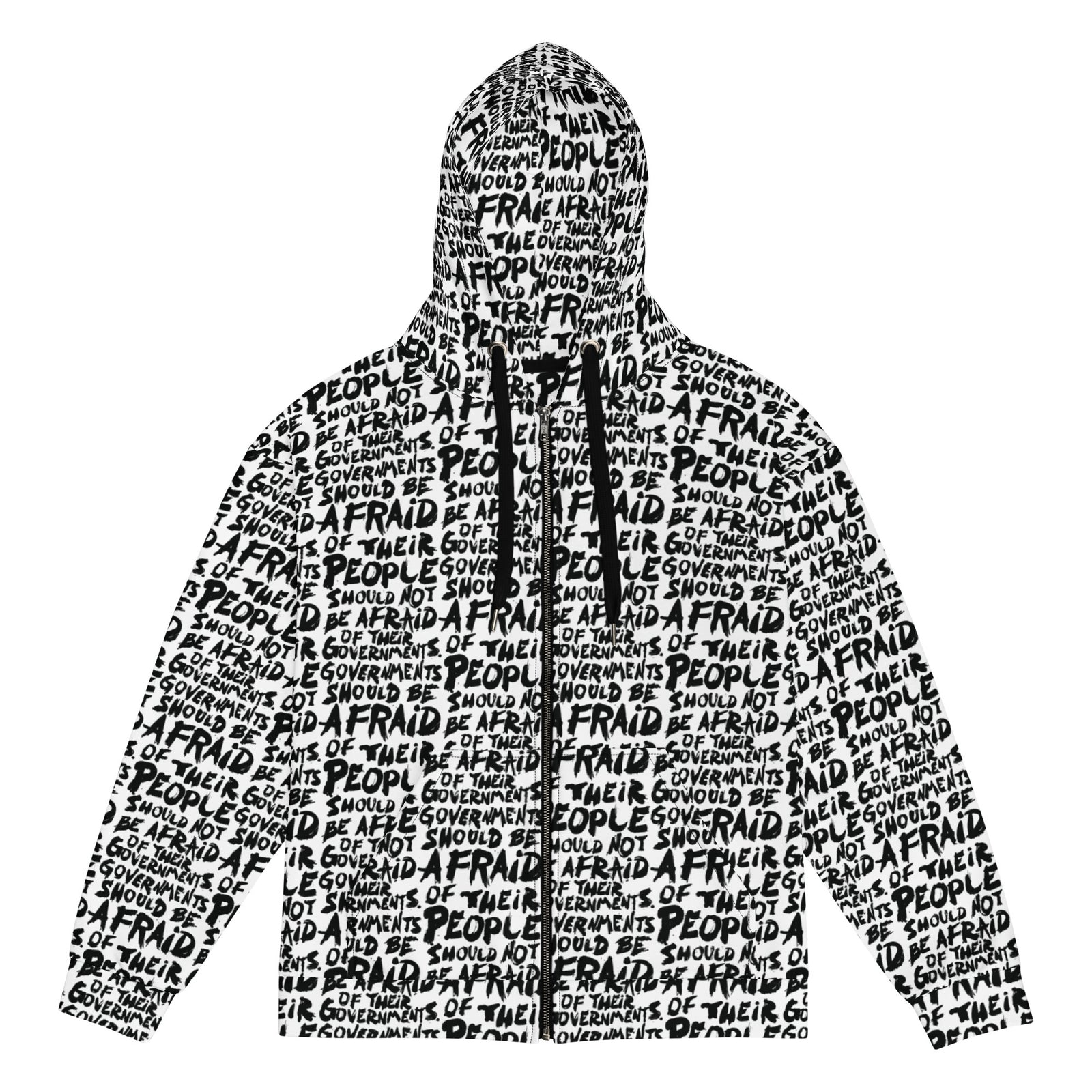 People Should Not Be Afraid of Their Governments Jefferson Quote Zip Hoodie