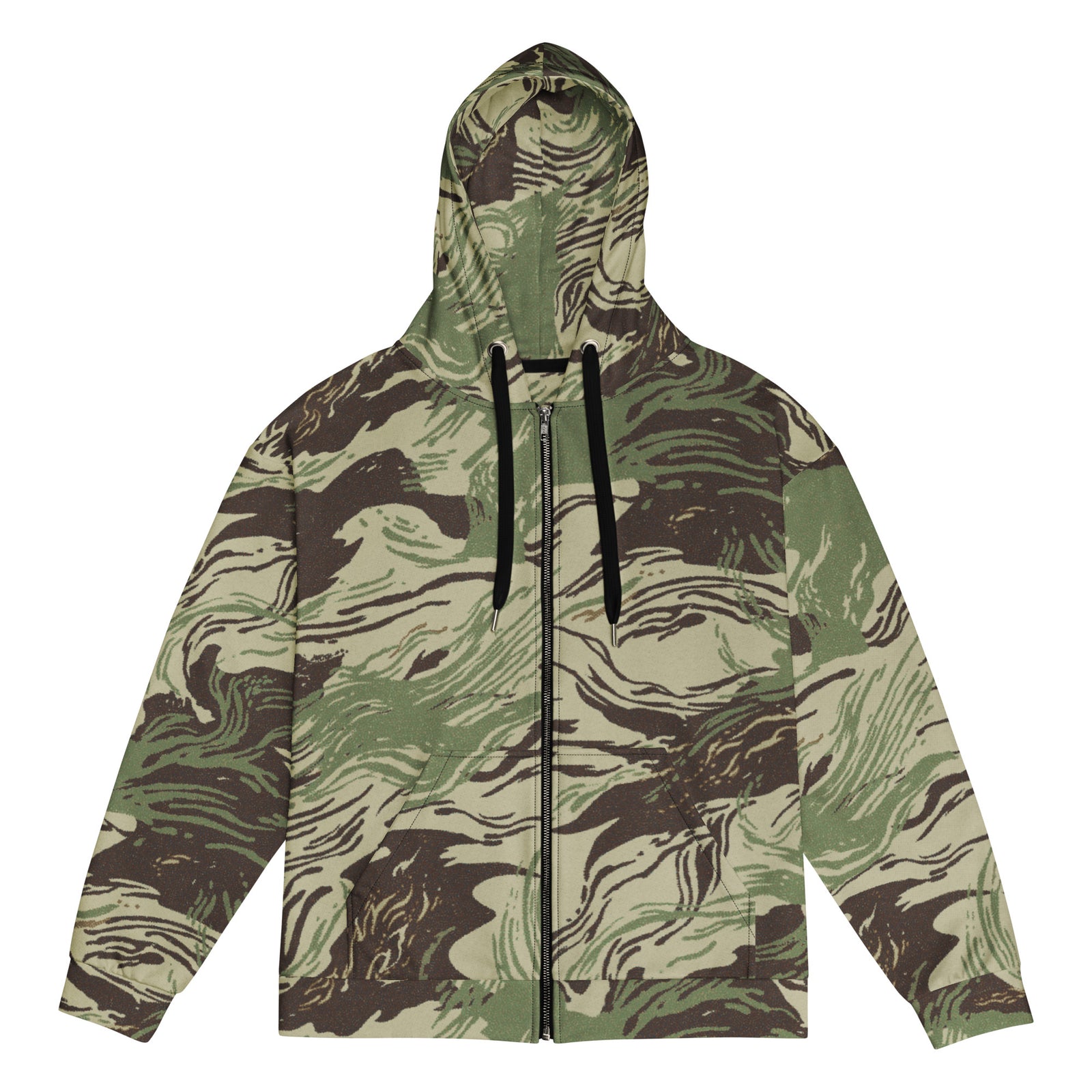 Rhodesian Brushstroke camouflage zip hoodie, front view