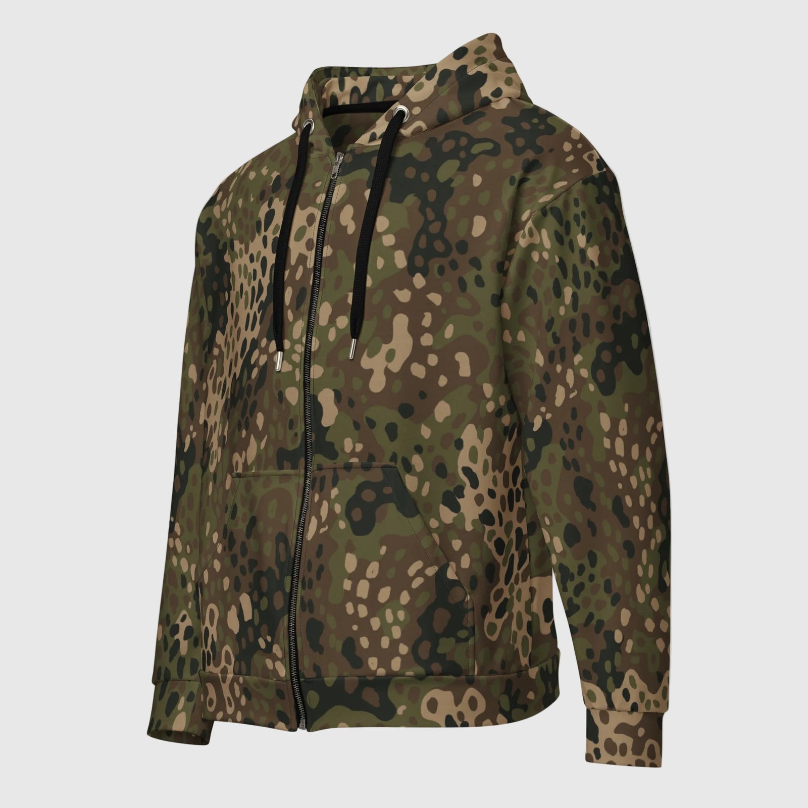 Field Green Erbsenmuster Pea Dot camo zip hoodie, angled front view