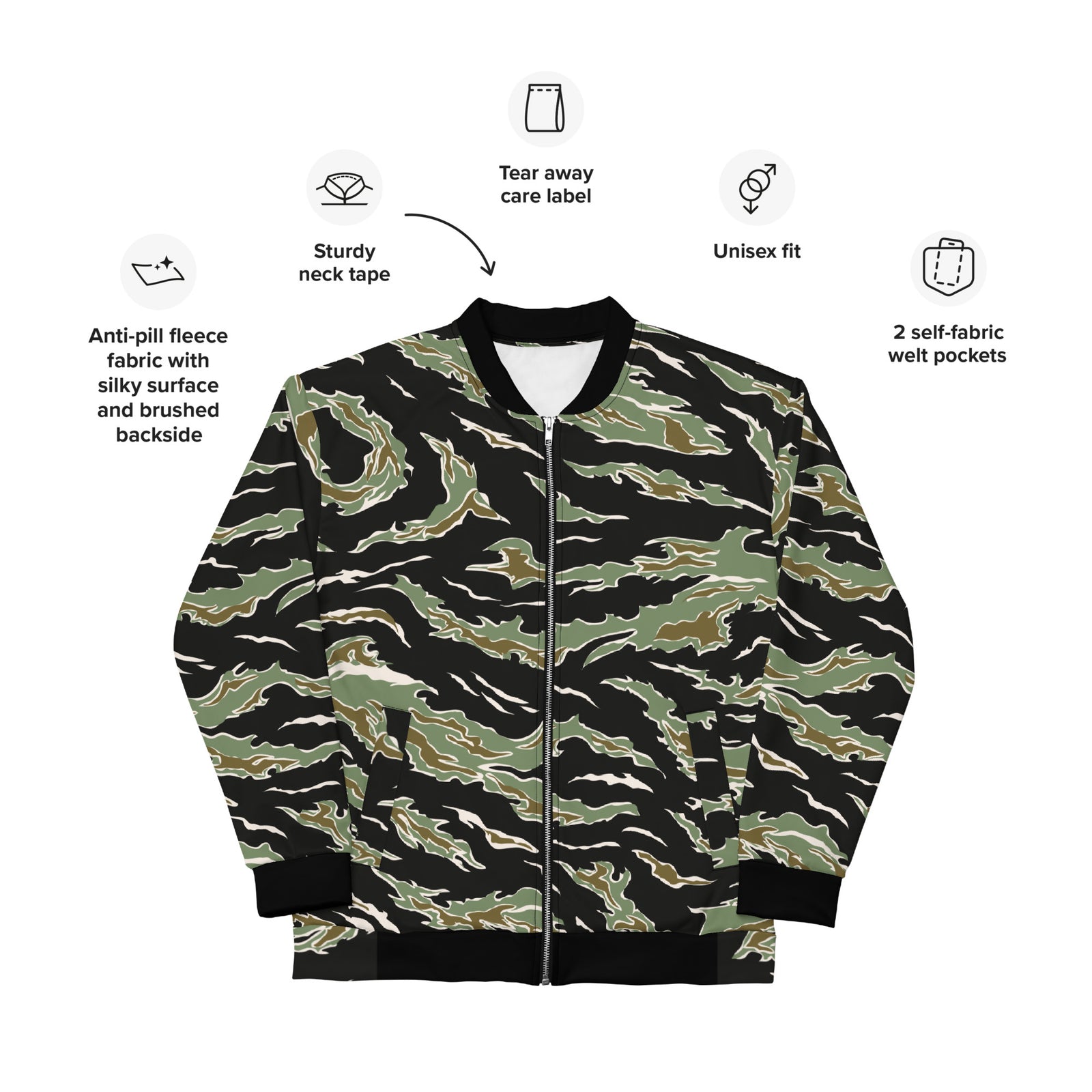 Tiger Stripes Jungle Camp Unisex Bomber Jacket