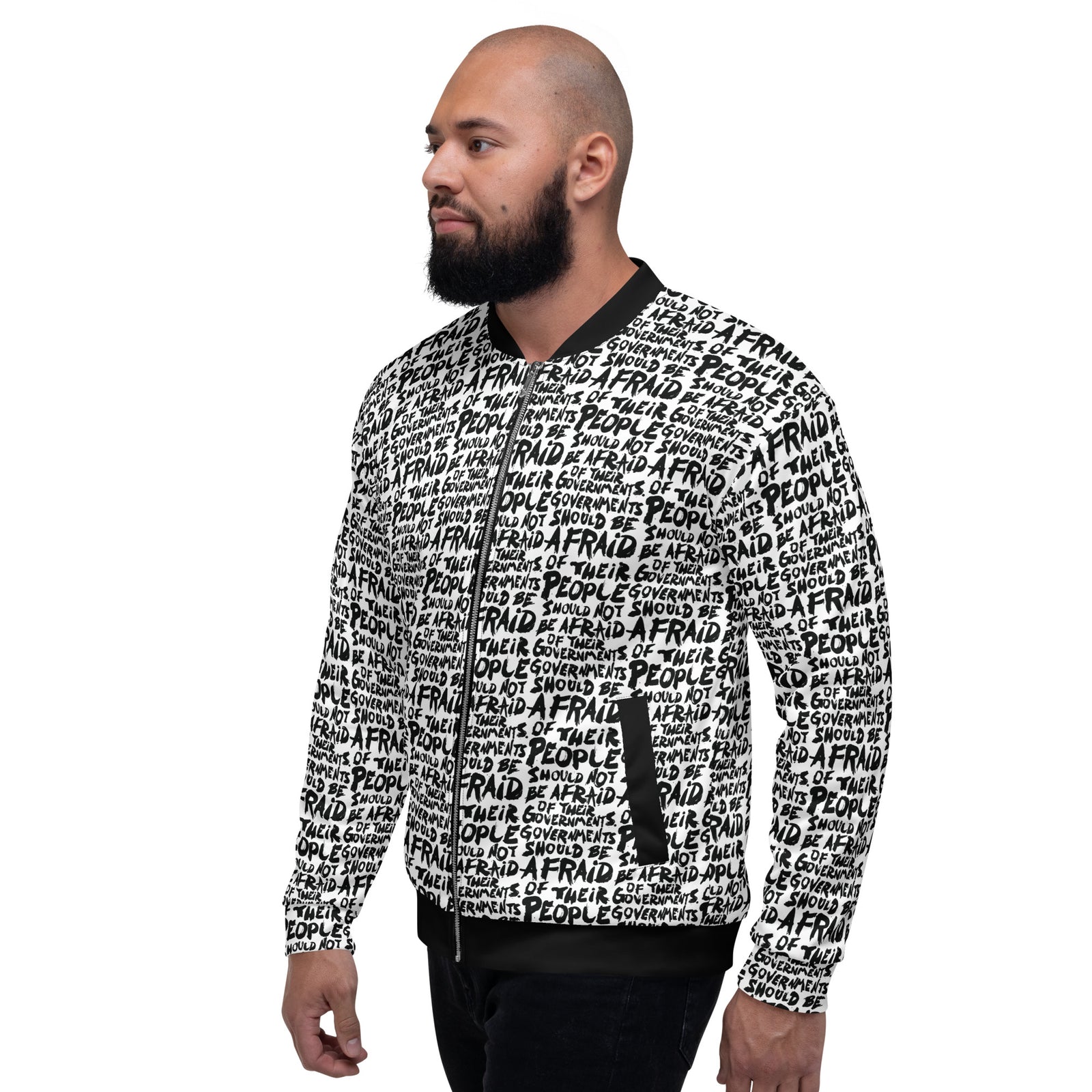 People Should Not Be Afraid of Their Governments Jefferson Quote Bomber Jacket