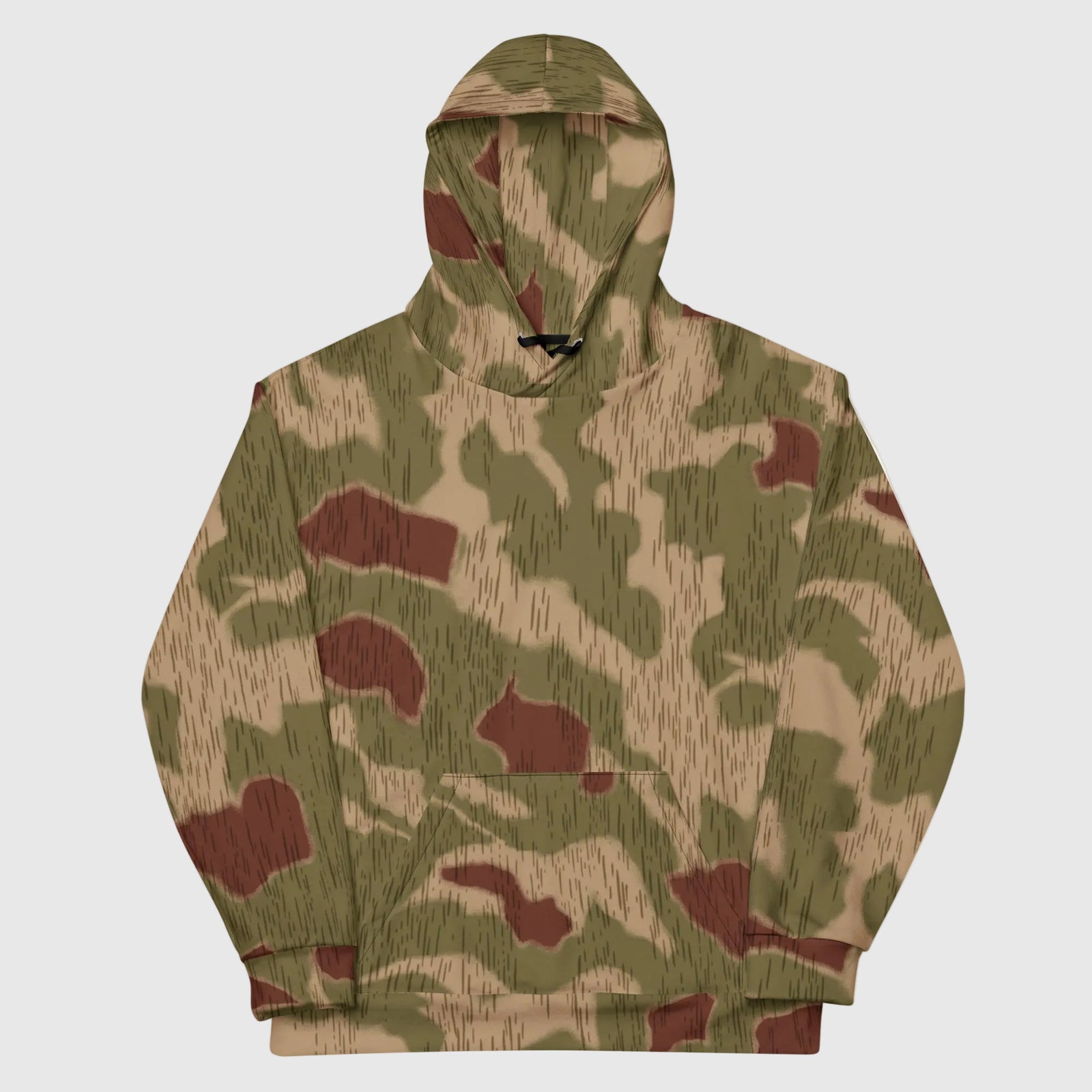 Sumpftarnmuster swamp pattern Camouflage Cotton Hoodie lying flat on a white background