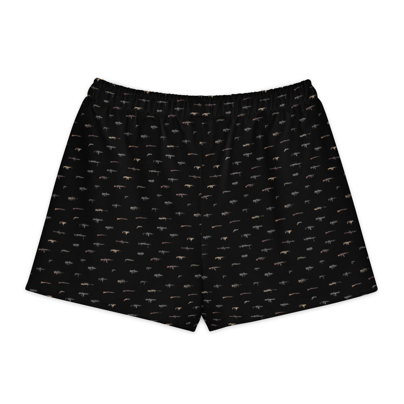 Black boxer shorts with small pattern on a white background