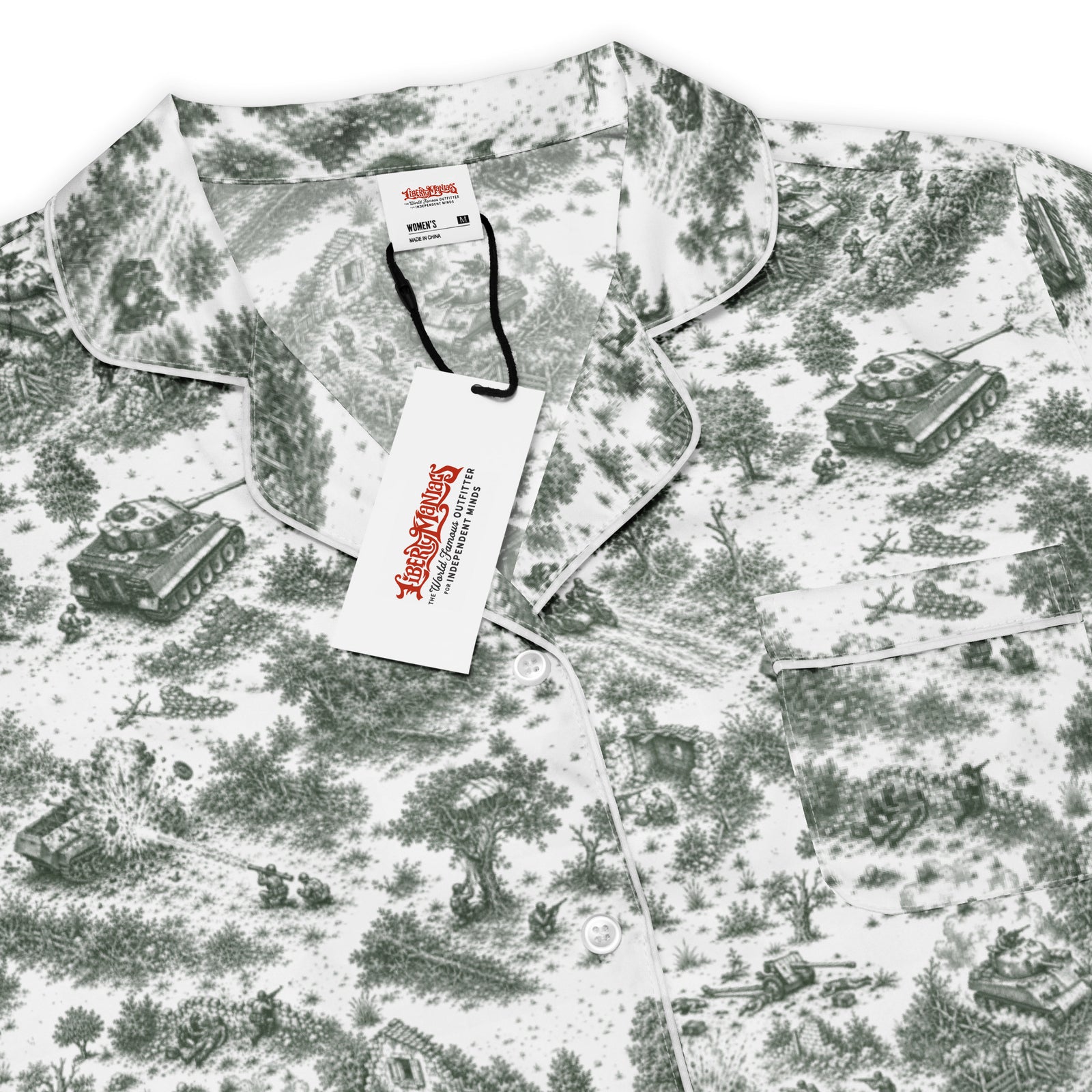 Product details of Normandy ’44 Toile women’s pajama top with decorative piping