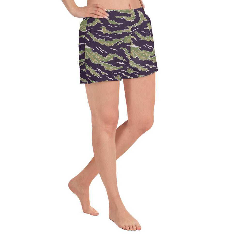 Tiger Stripe Camo Women’s Recycled Athletic Shorts