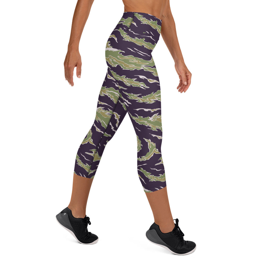 Jungle Tiger Stripe Yoga Capri Leggings