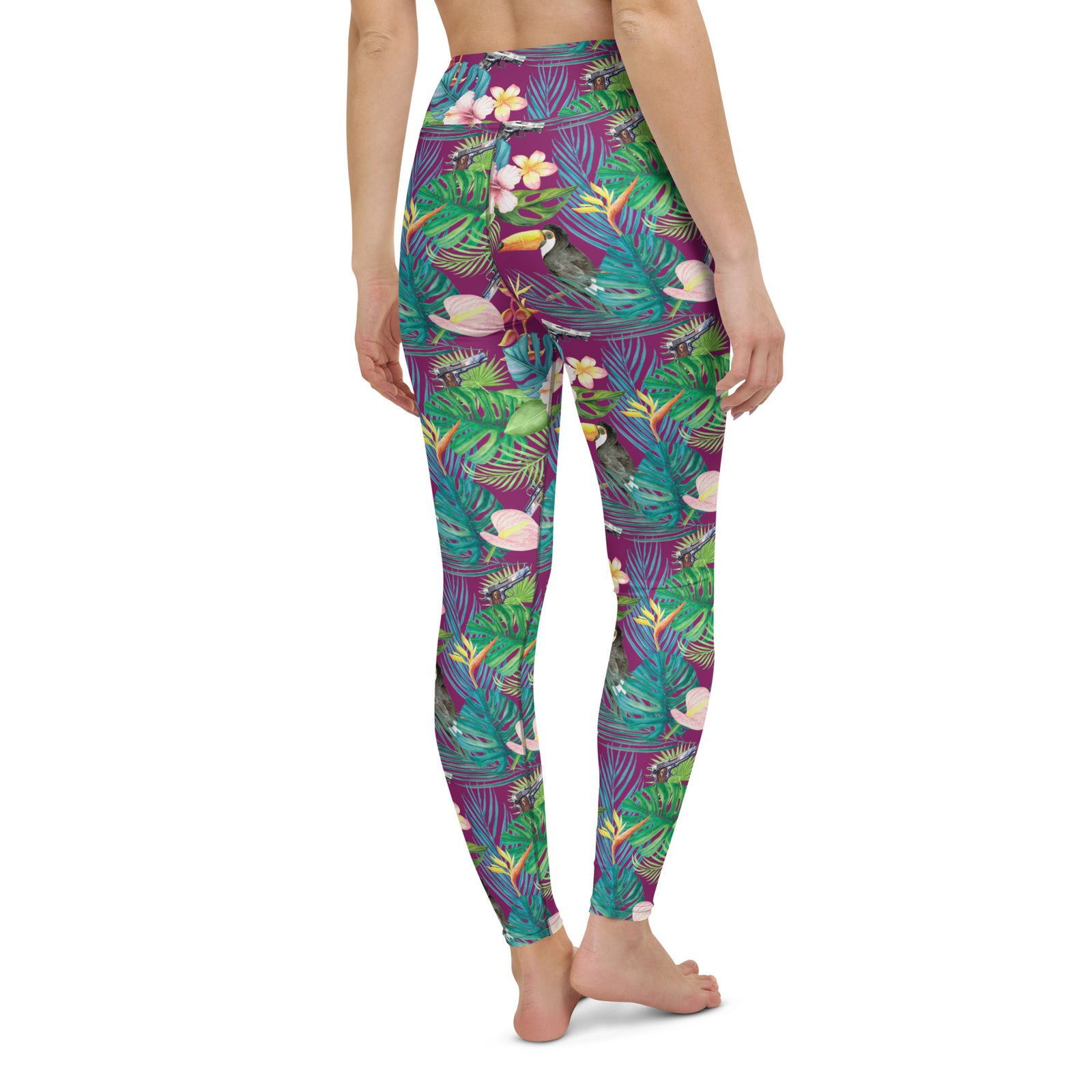 Hibiscus Bang Bang Hawaiian Print Yoga Leggings