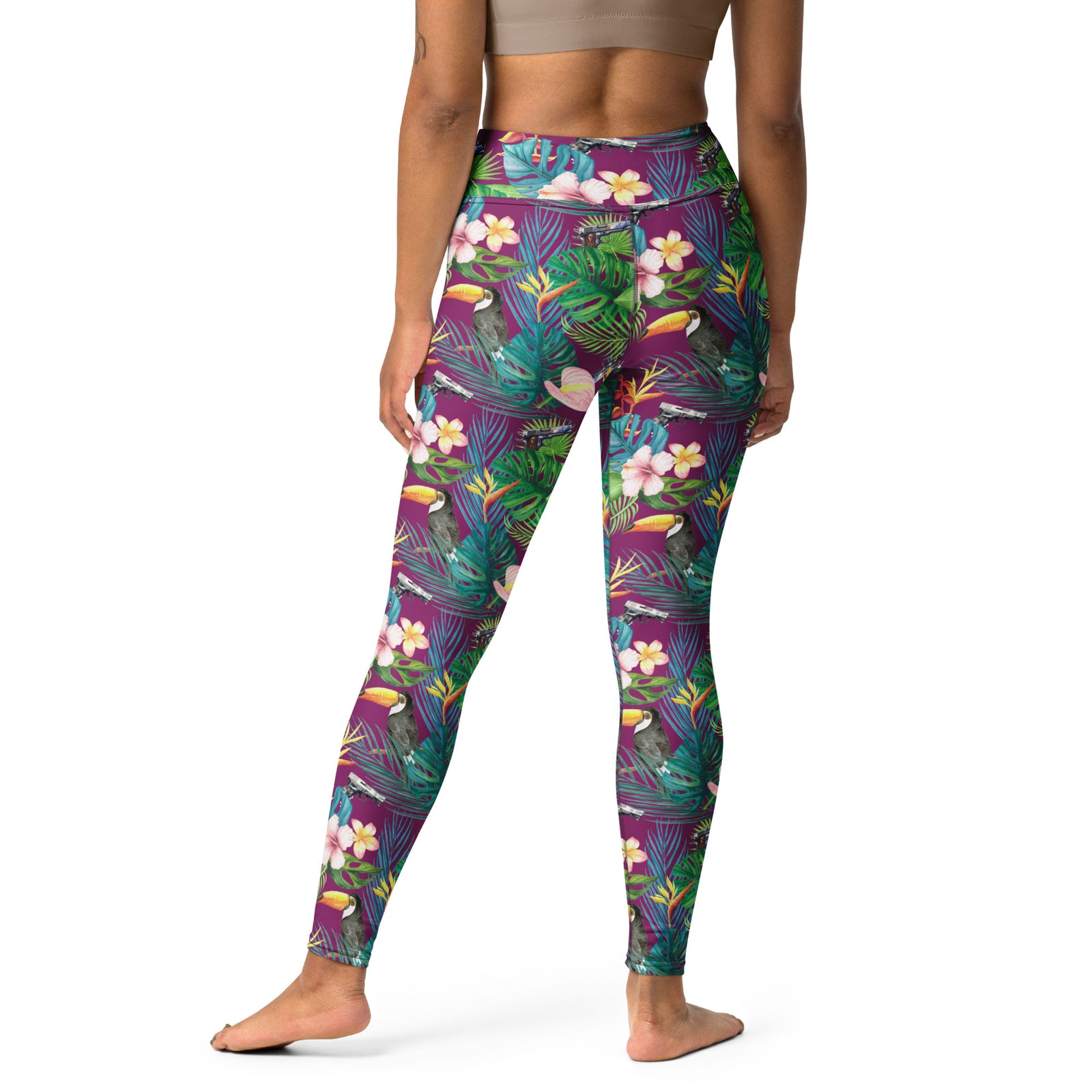 Hibiscus Bang Bang Hawaiian Print Yoga Leggings