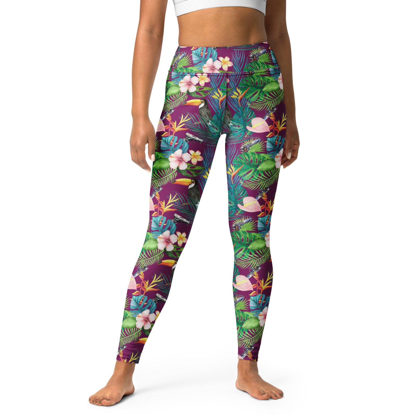 Hibiscus Bang Bang Hawaiian Print Yoga Leggings