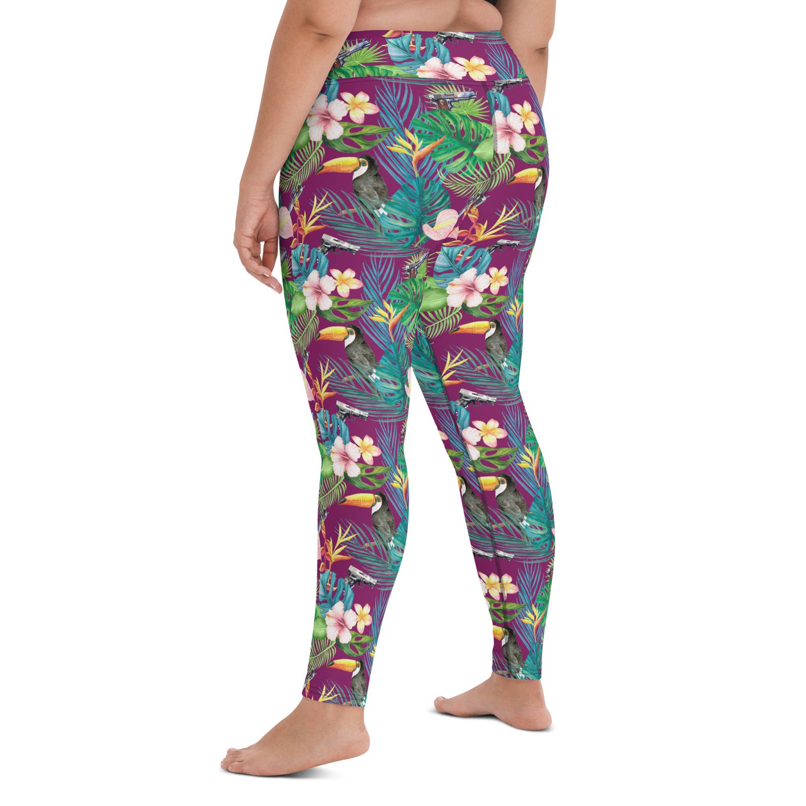 Hibiscus Bang Bang Hawaiian Print Yoga Leggings