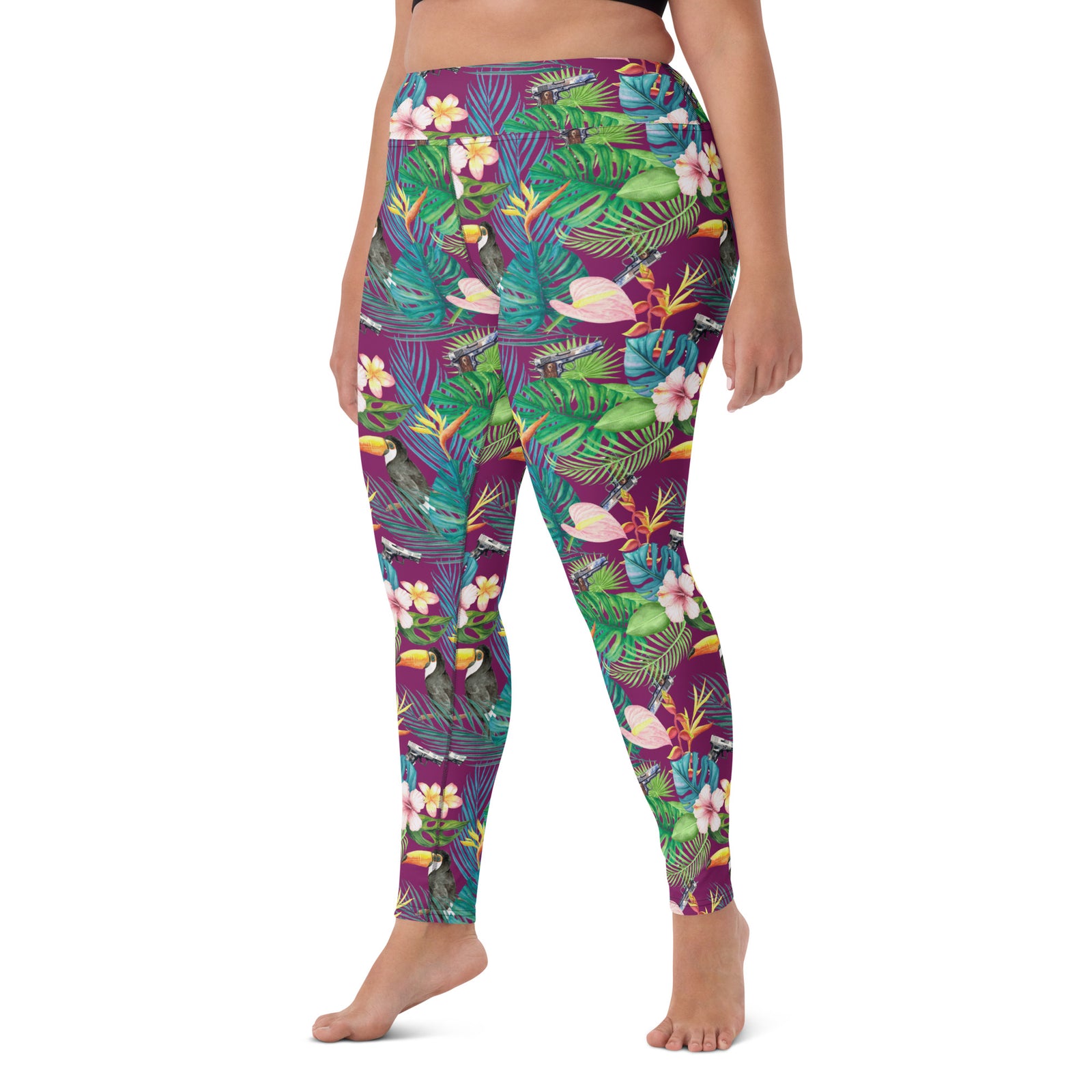 Hibiscus Bang Bang Hawaiian Print Yoga Leggings