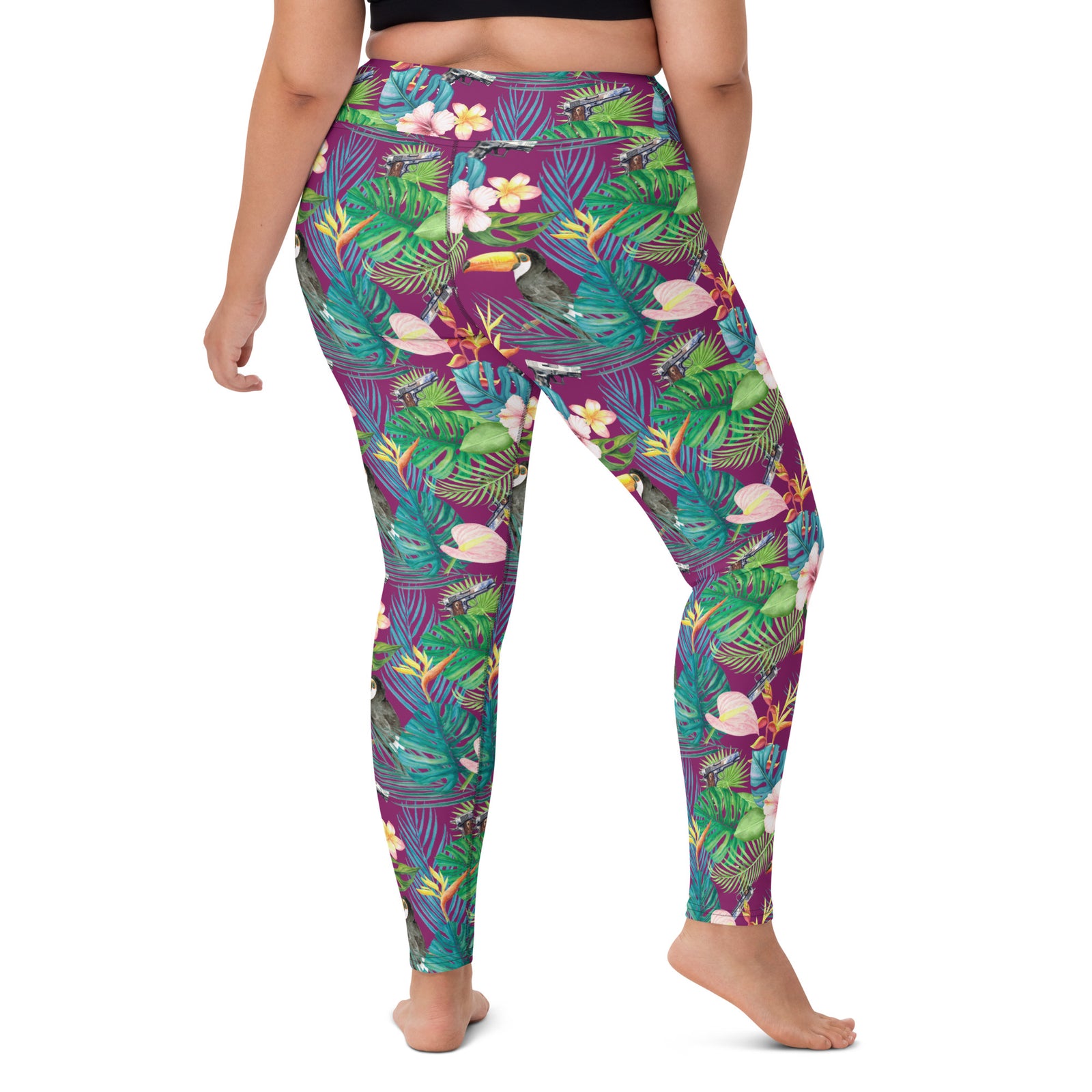 Hibiscus Bang Bang Hawaiian Print Yoga Leggings