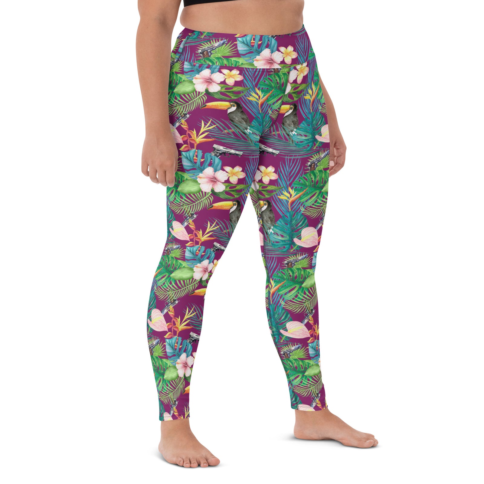 Hibiscus Bang Bang Hawaiian Print Yoga Leggings