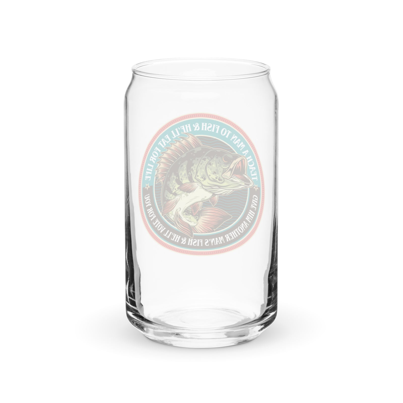 Teach A Man to Fish Can-Shaped 16 oz Glass