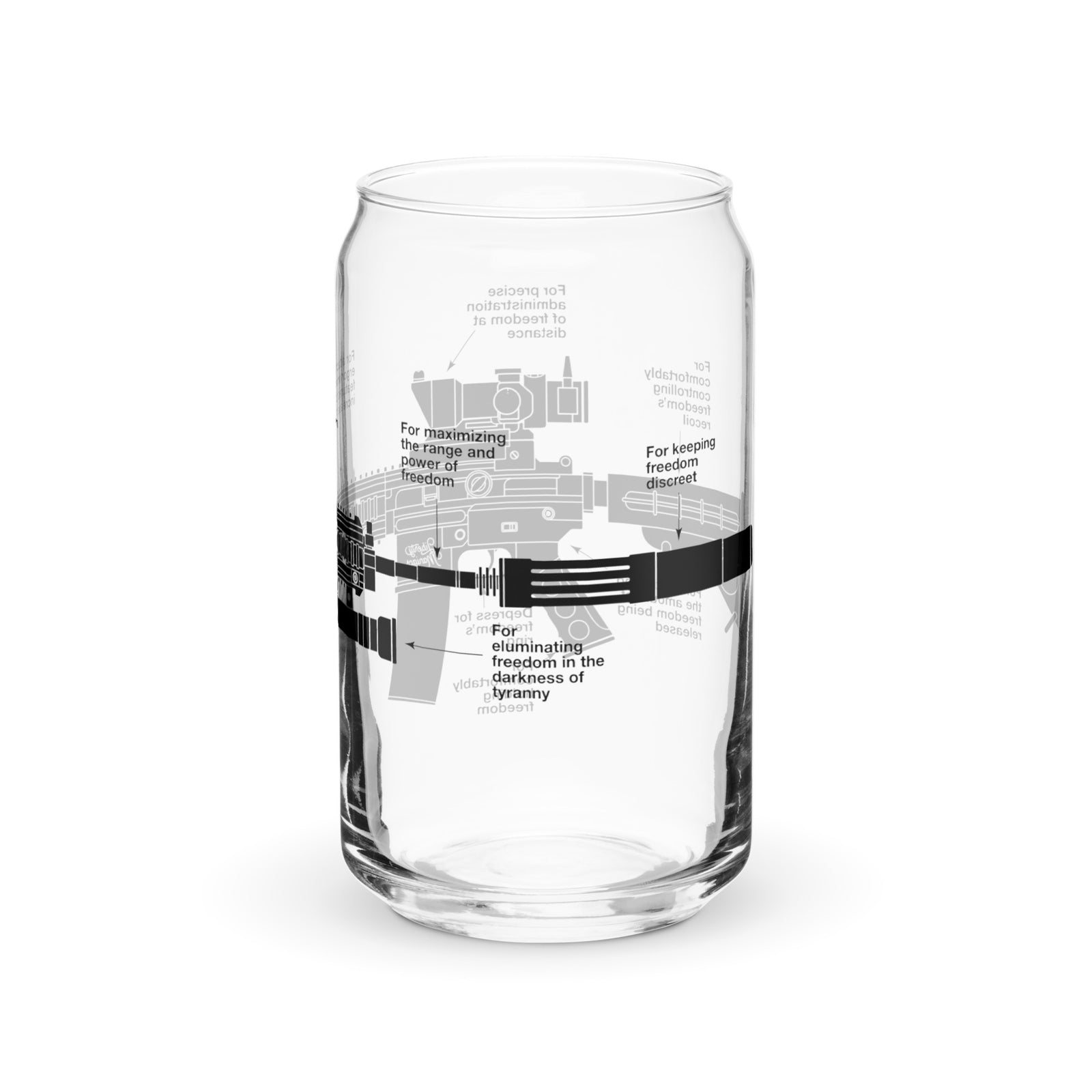 Components of Freedom Carbine Schematic Can-shaped Glass