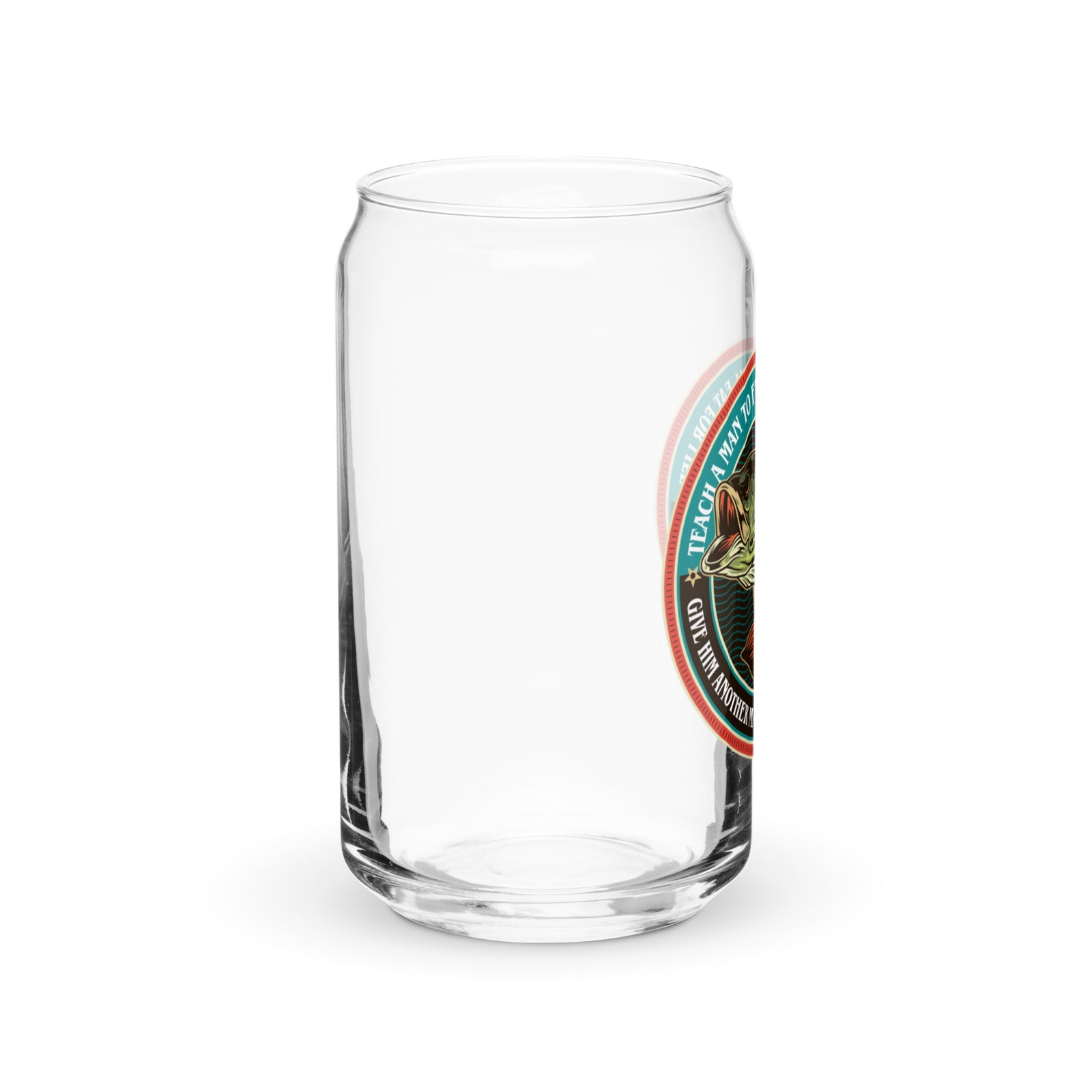 Teach A Man to Fish Can-Shaped 16 oz Glass