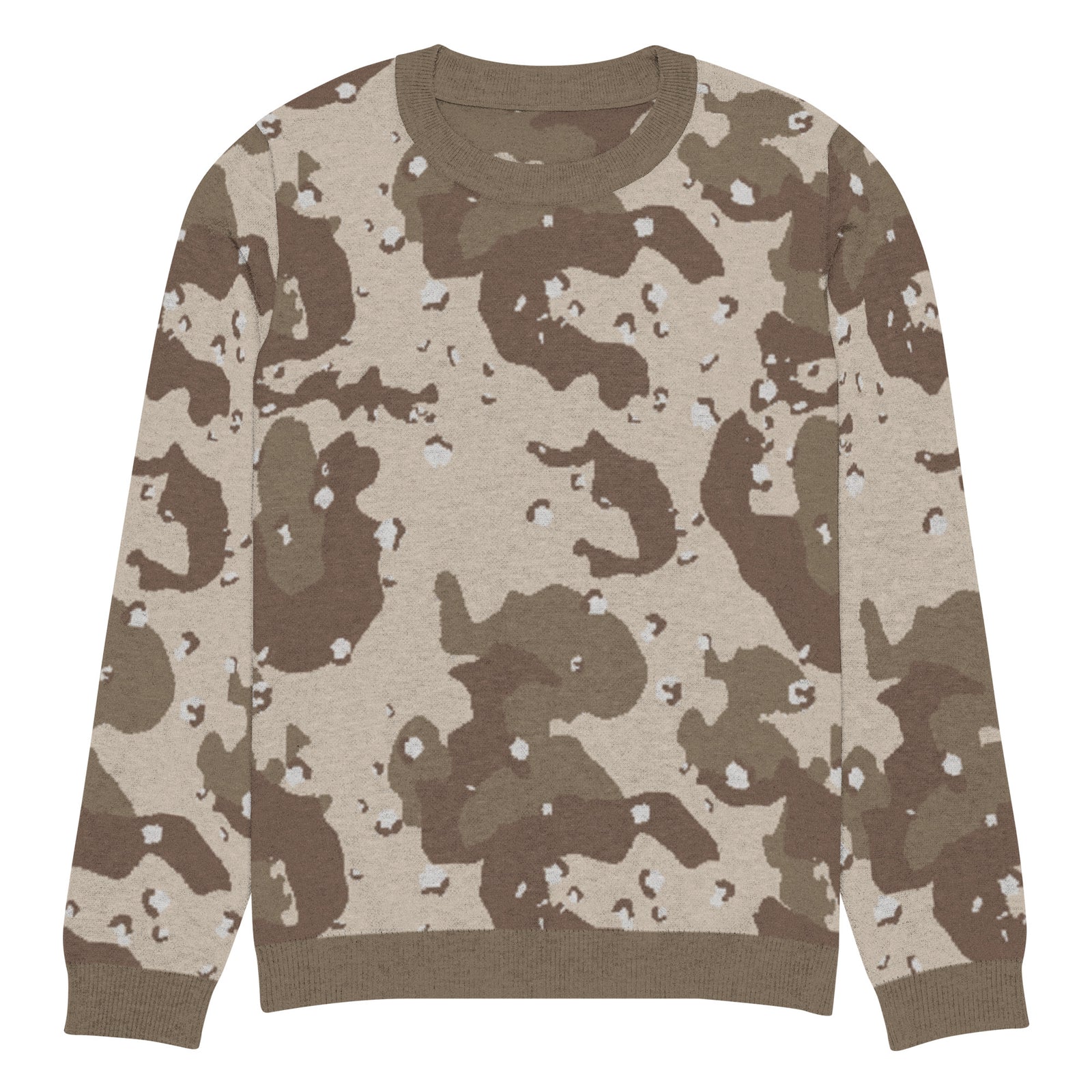 Desert Camouflage Pattern Knitted Crew Neck Sweater