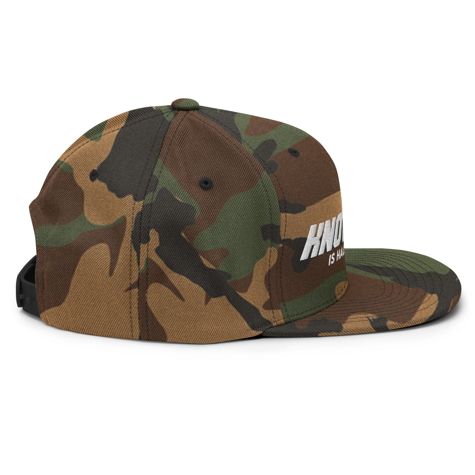 Knowing is Half the Battle Snapback Woodland Camo Hat