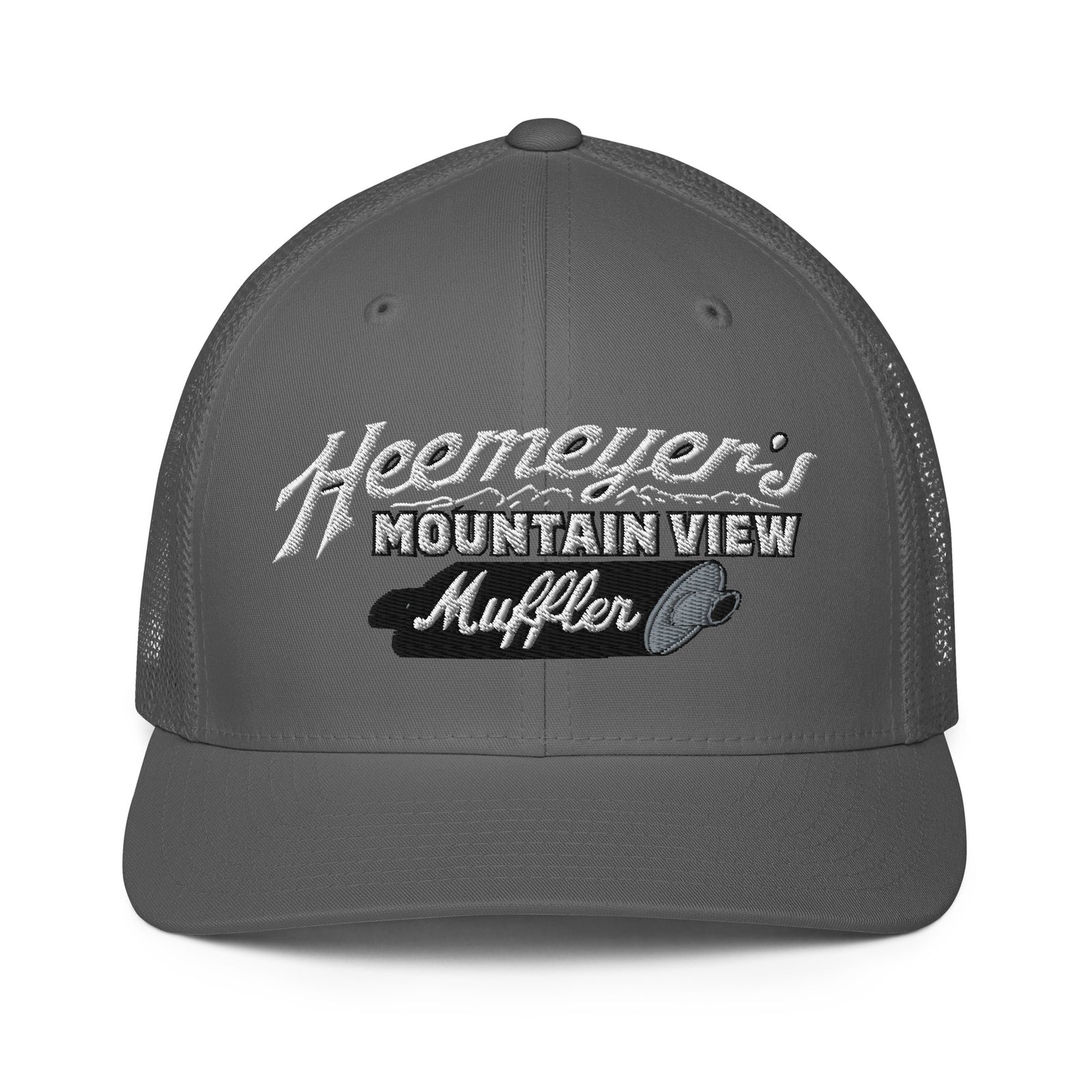 Heemeyer's Mountain View Muffler Flexfit Permacurve Trucker Cap