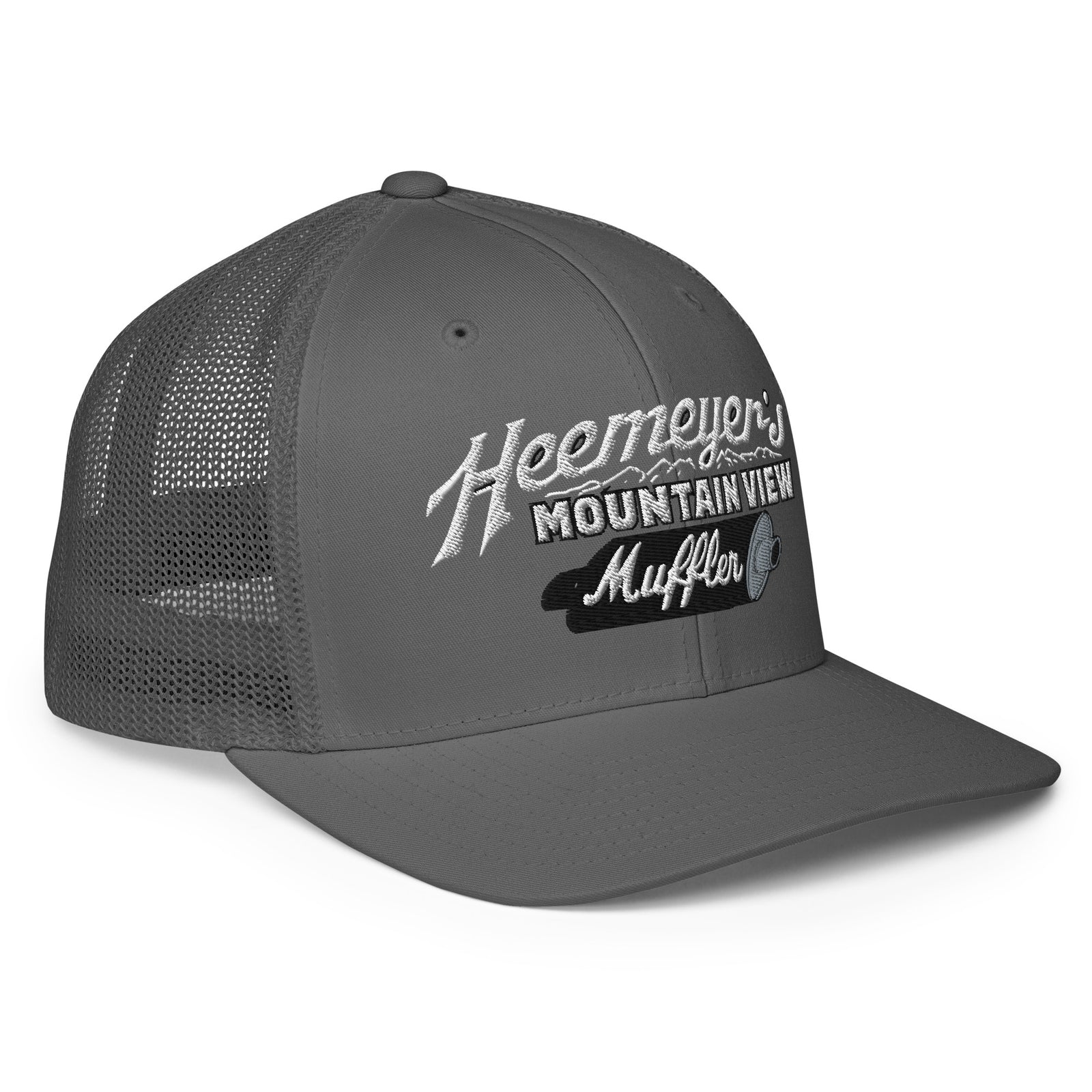 Heemeyer's Mountain View Muffler Flexfit Permacurve Trucker Cap