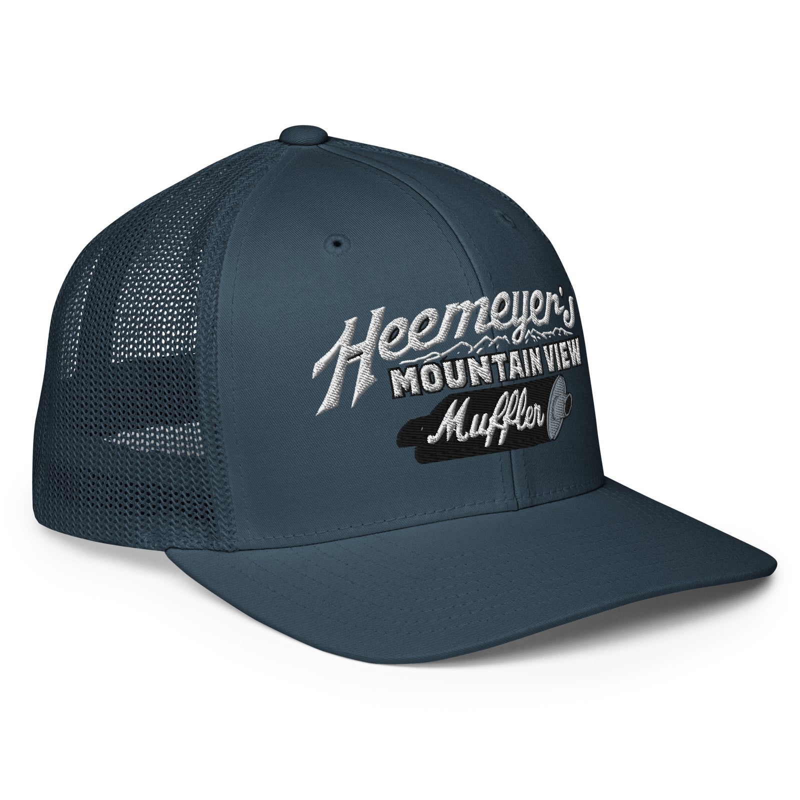 Heemeyer's Mountain View Muffler Flexfit Permacurve Trucker Cap