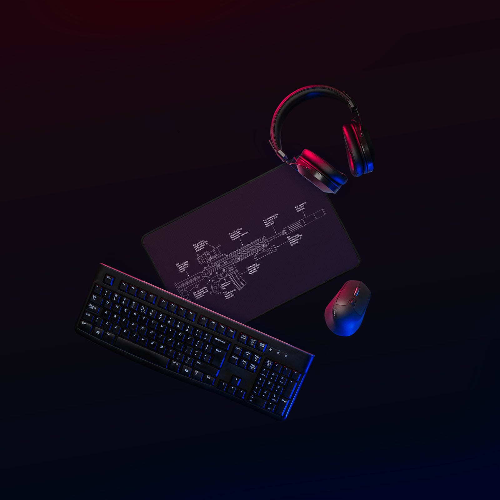 Components of Freedom Desk Mat