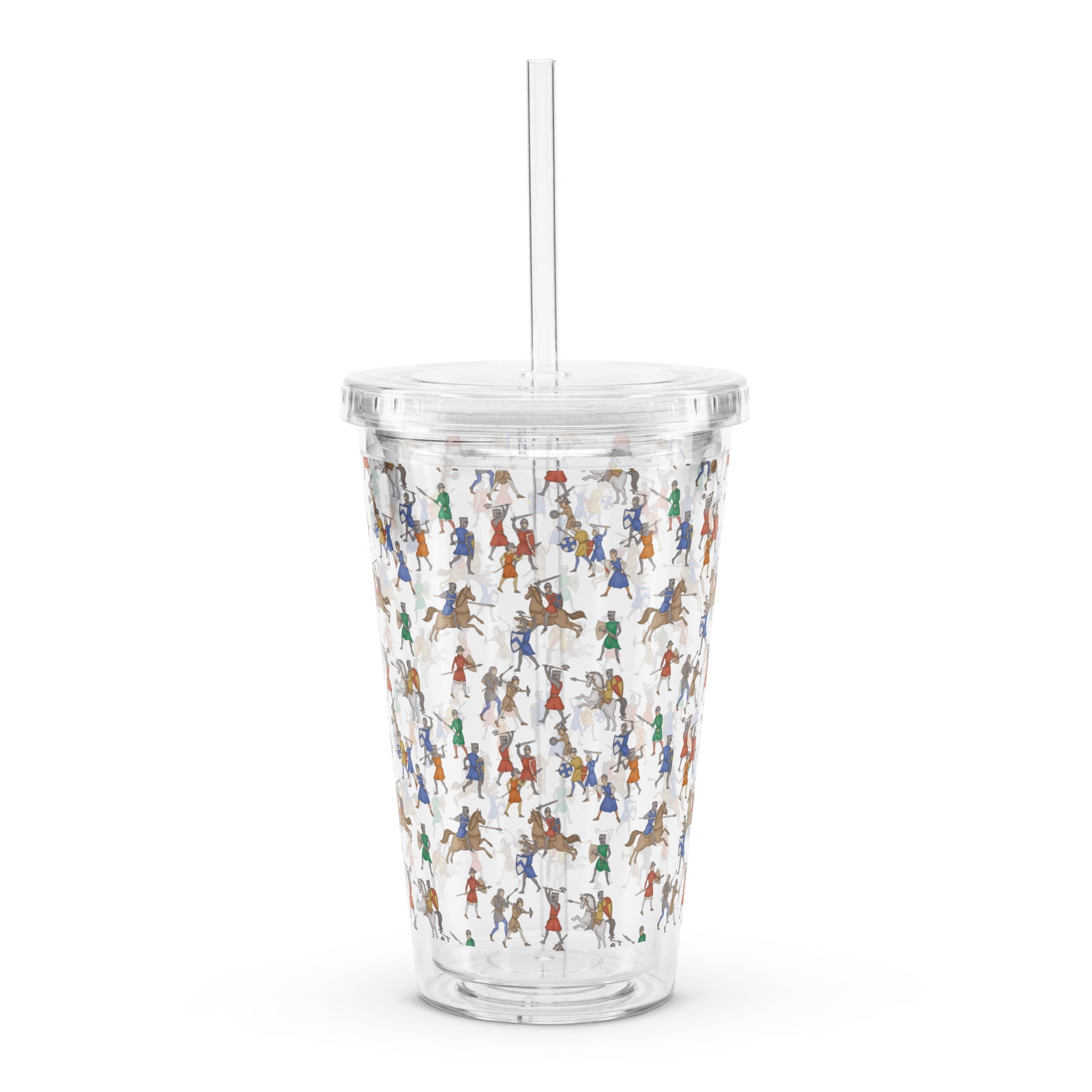 Medieval Battle Clear Plastic Tumbler