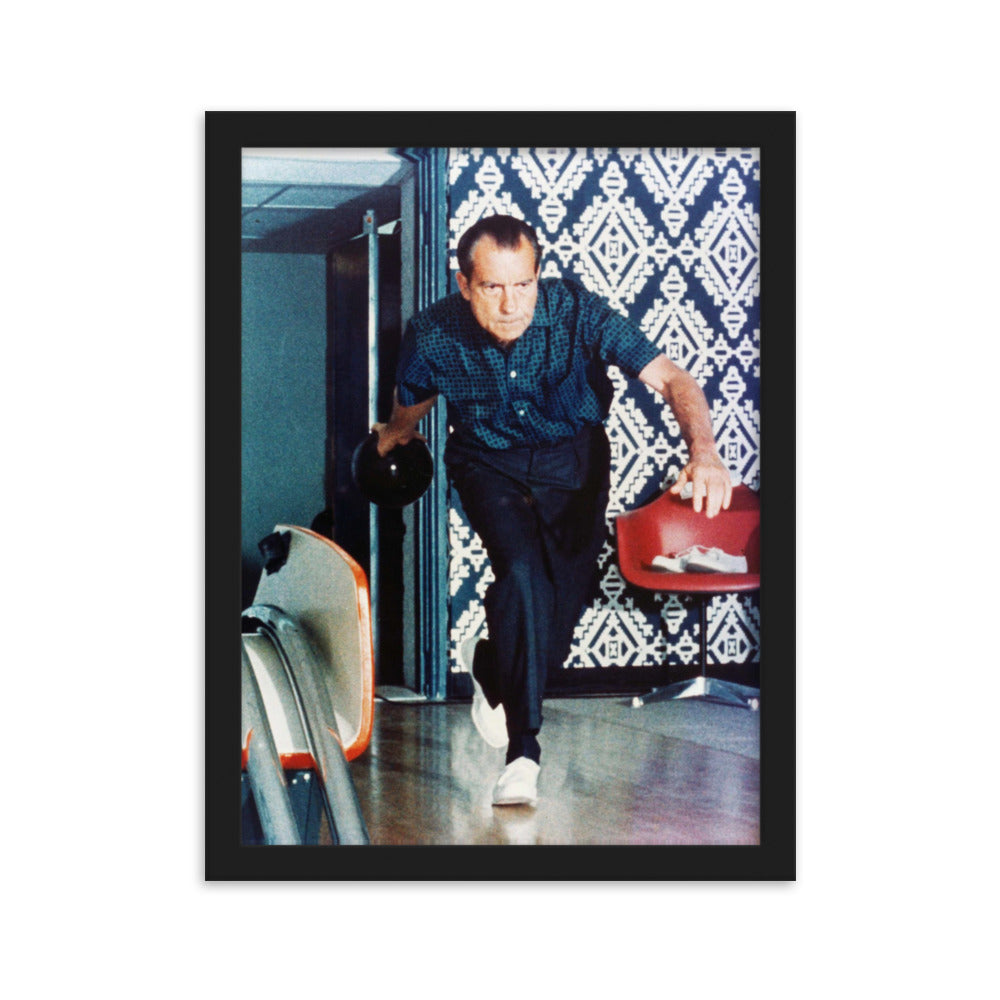 Nixon Bowling at the White House Framed Print