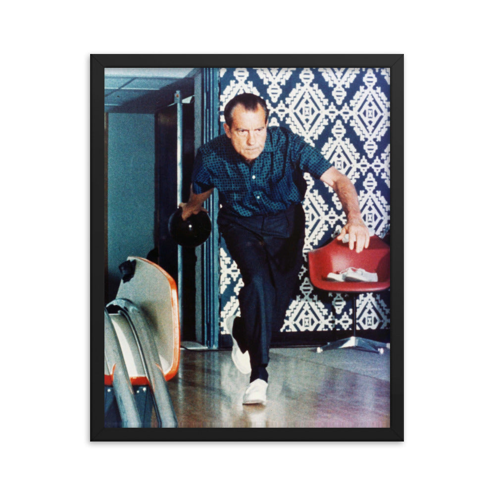 Nixon Bowling at the White House Framed Print