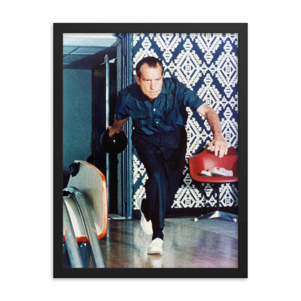 Nixon Bowling at the White House Framed Print