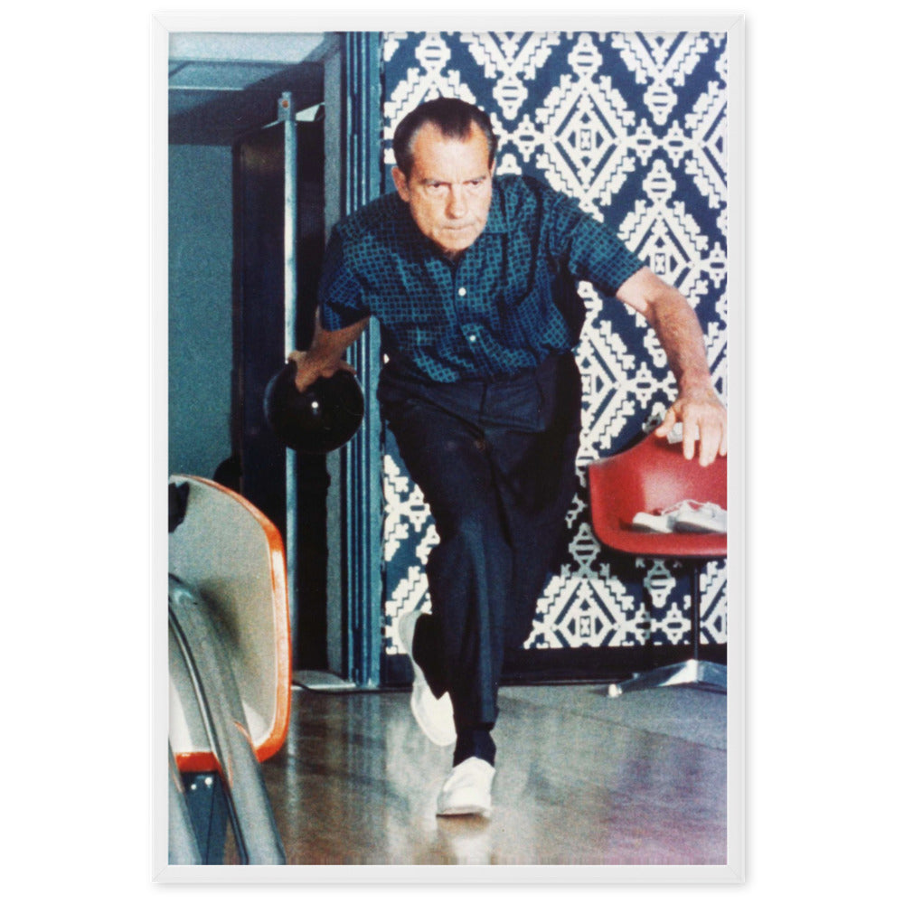 Nixon Bowling at the White House Framed Print