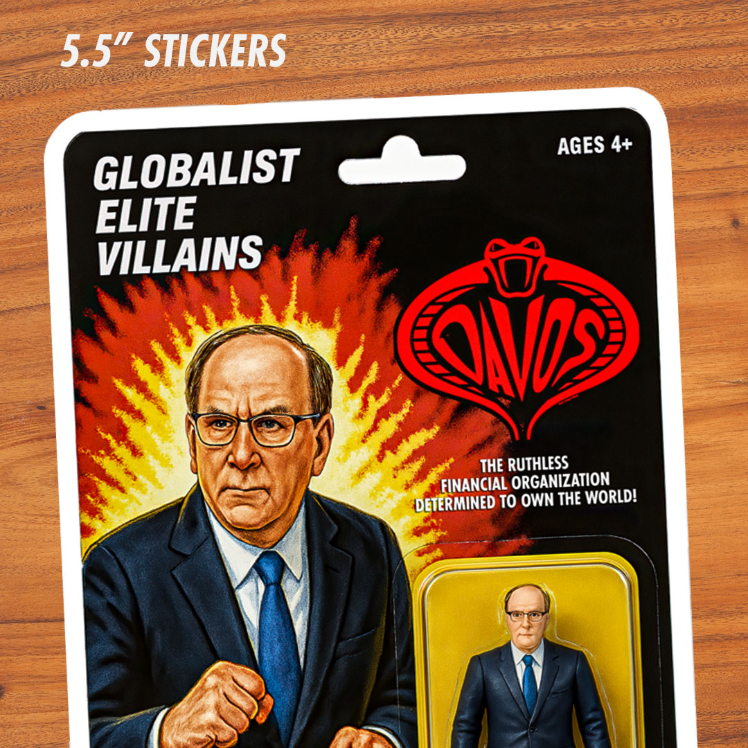 Globalist Elite Villains Larry Fink Action Figure Sticker