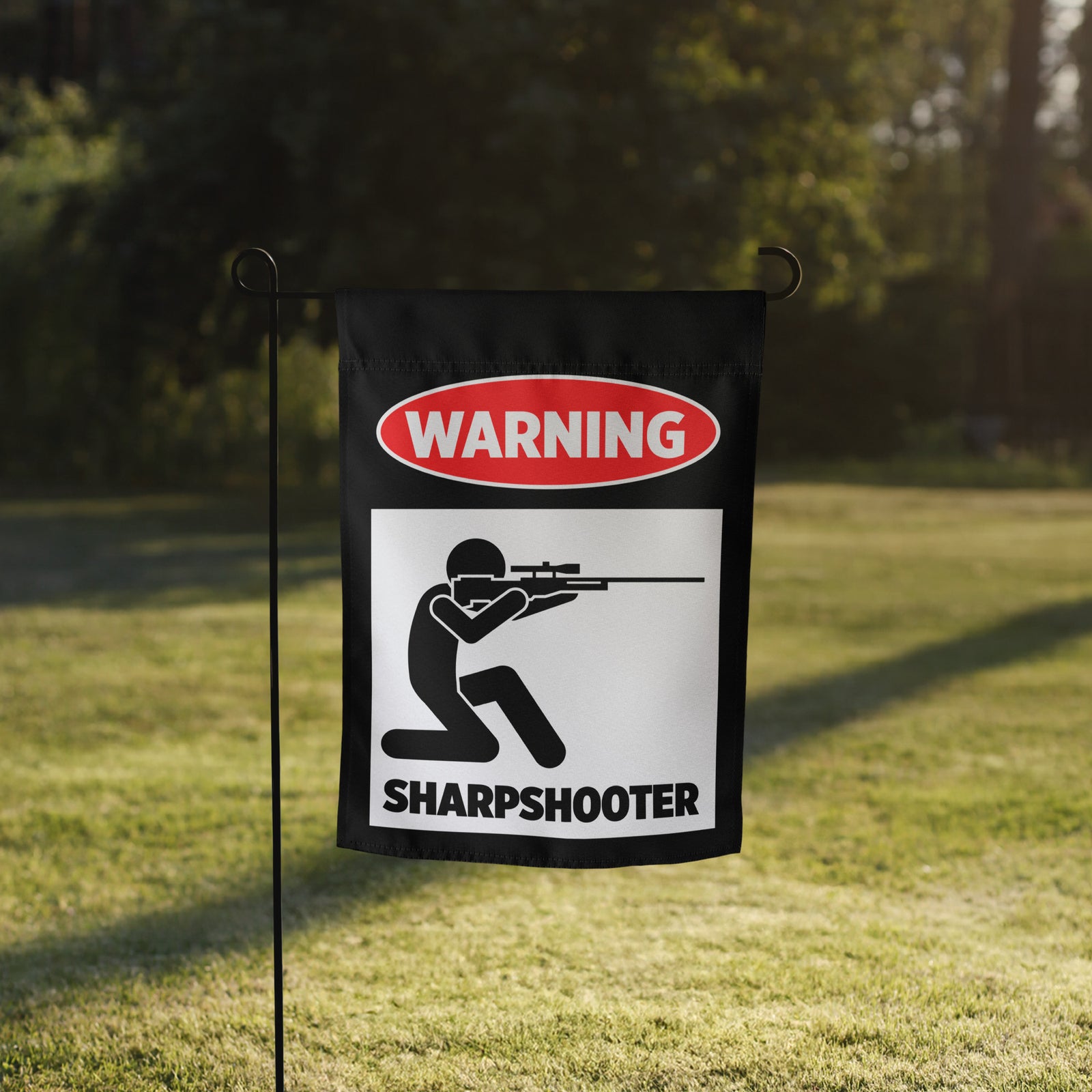 Sharpshooter Warning Garden flag